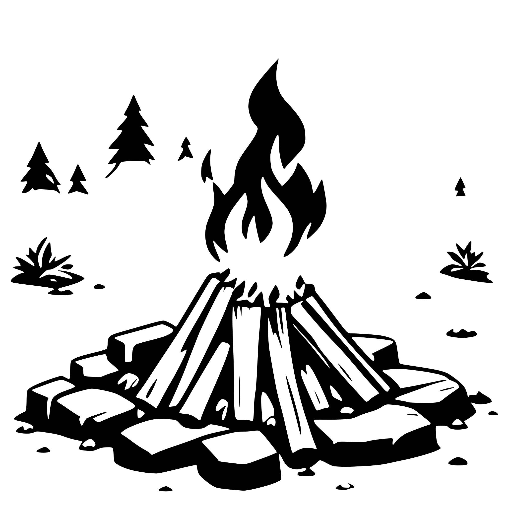 AI-generated SVG of 'very simple extinguished campfire with no background'
