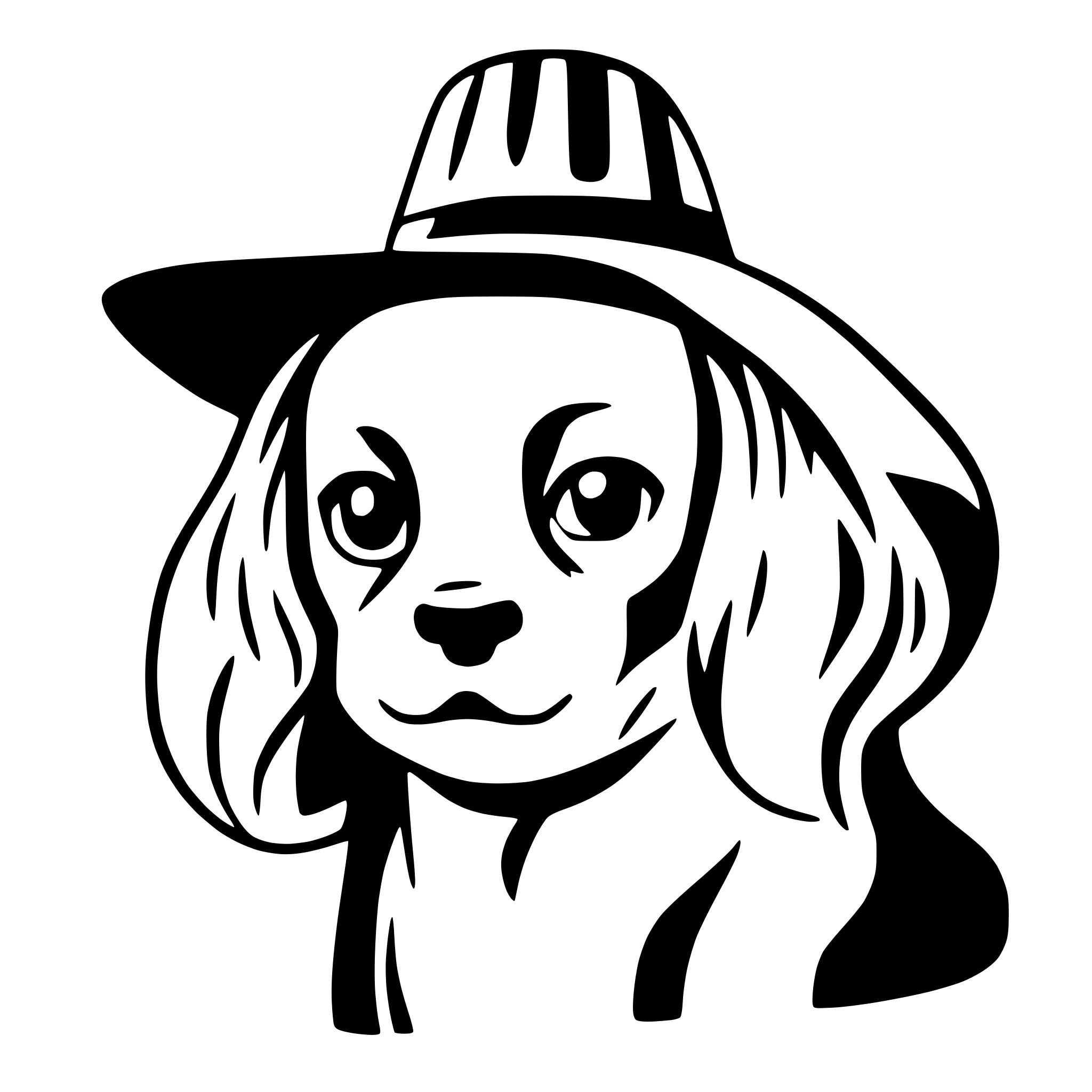 AI-generated SVG of 'only the head of a cavalier King Charles spaniel with a Mexican sombrero.'
