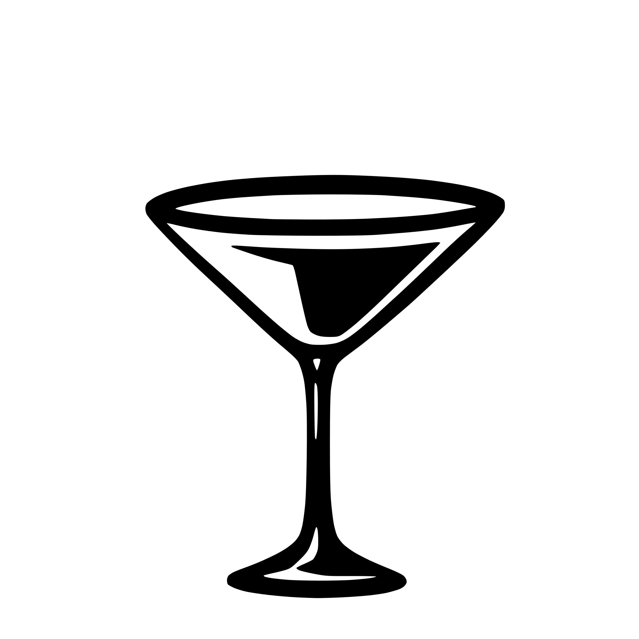 AI-generated SVG of a A minimalist black martini glass with a thin stem and wide triangular bowl, filled with liquid. The design is clean, modern, and elegant, resembling an icon or vector graphic