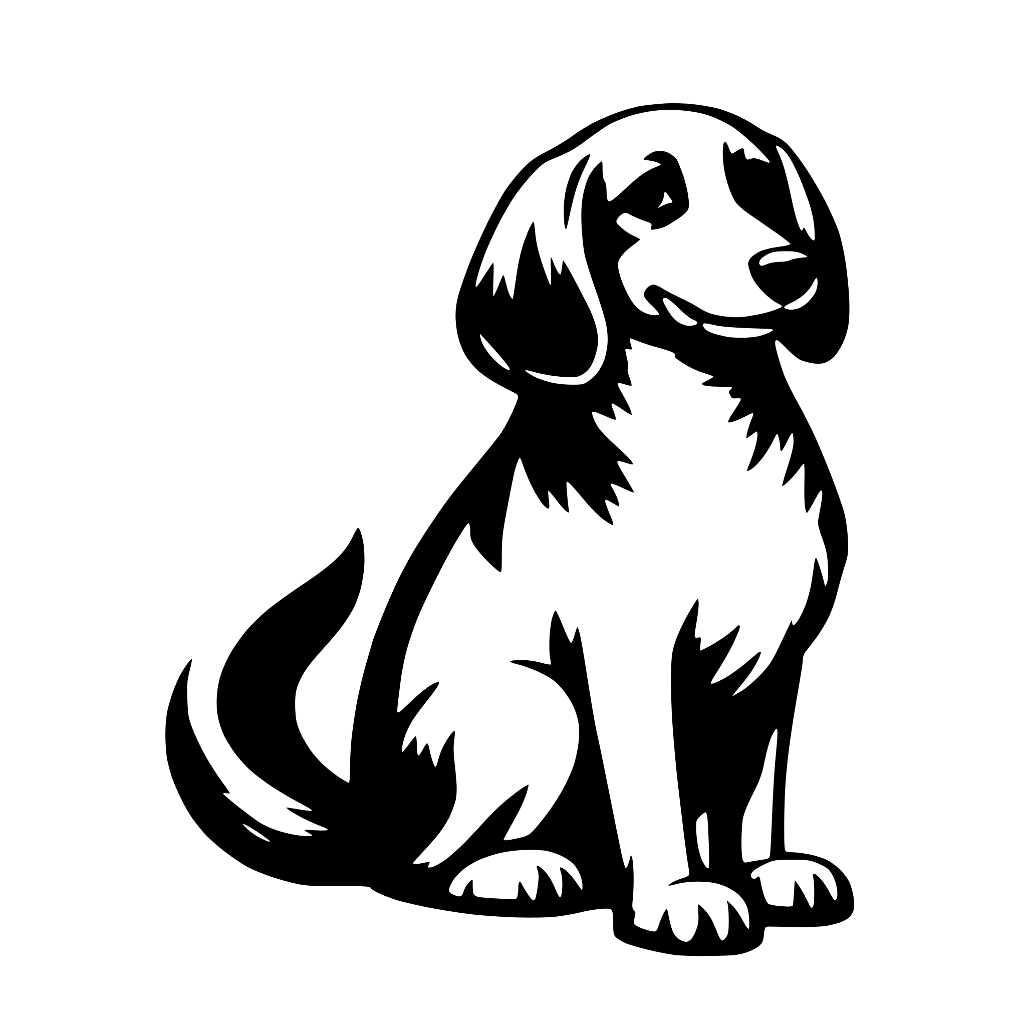 AI-generated SVG of 'dog with wagging tail'