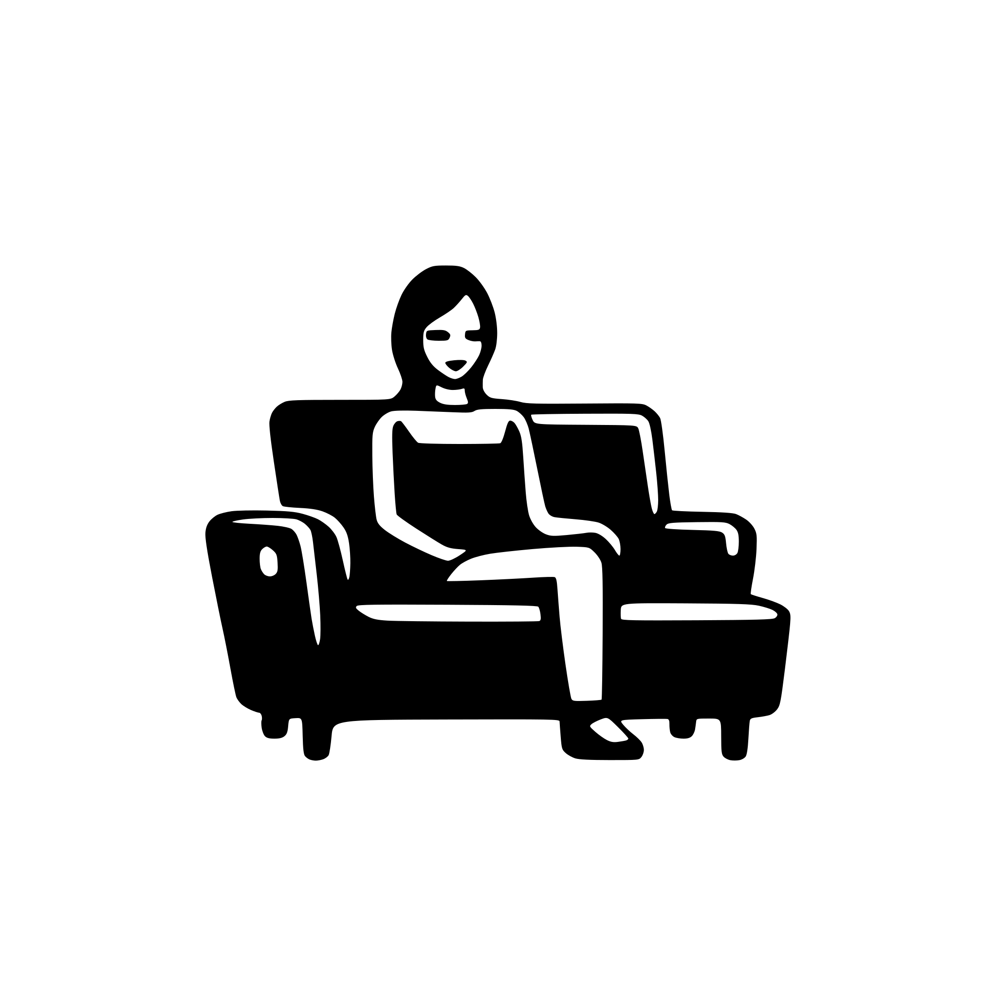 AI-generated SVG of a central point of view image. Silhouette of a person sitting on a sofa. Minimalistic.