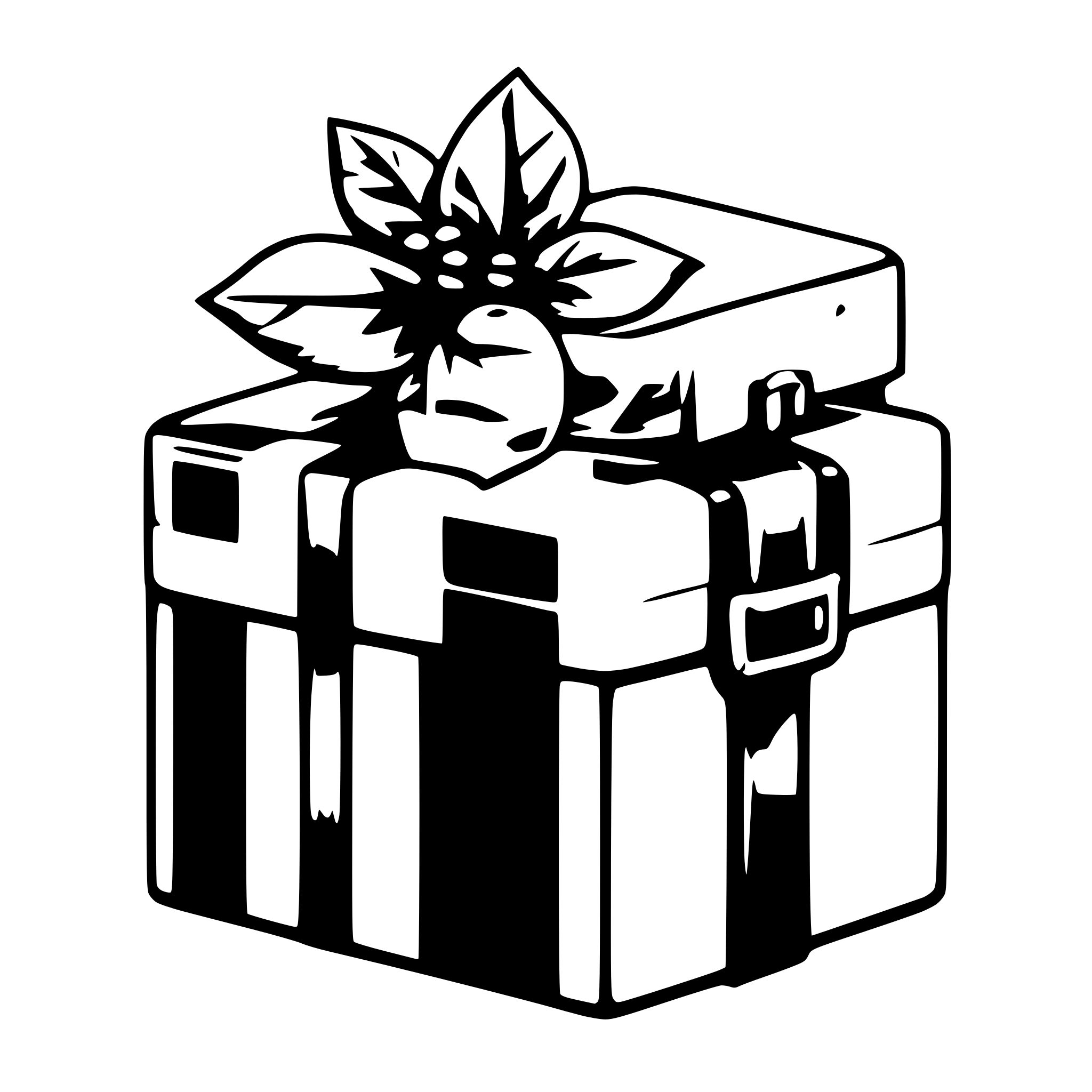 AI-generated SVG of 'duolingo style gift box'