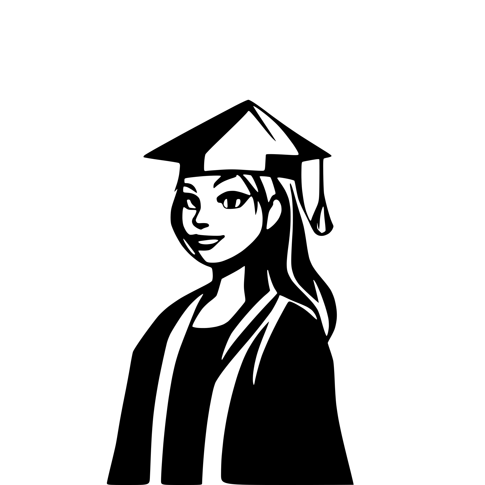 AI-generated SVG of 'very simple silhouette of a person without a face who wears graduation cap'