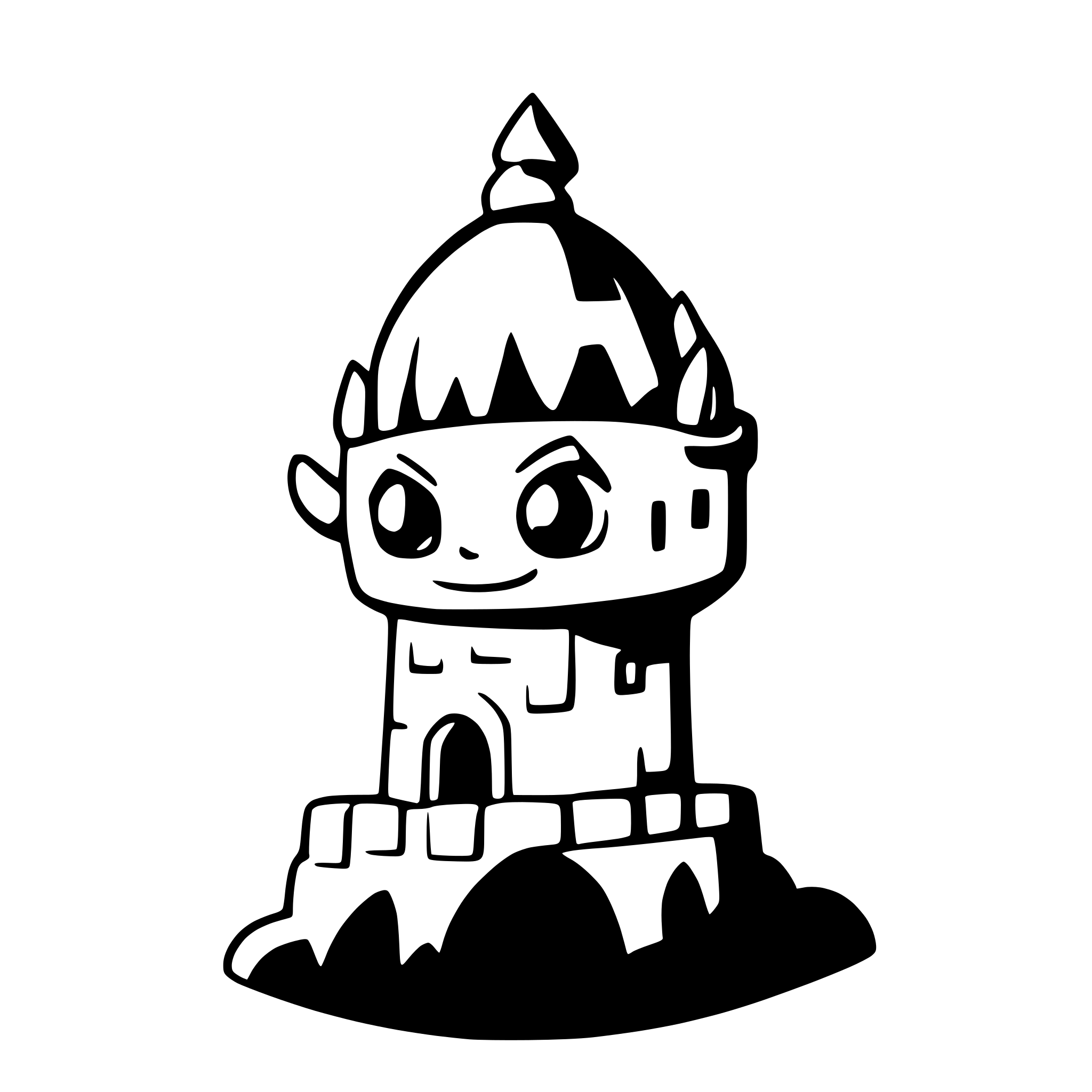 AI-generated SVG of a Cute monster on a castle.