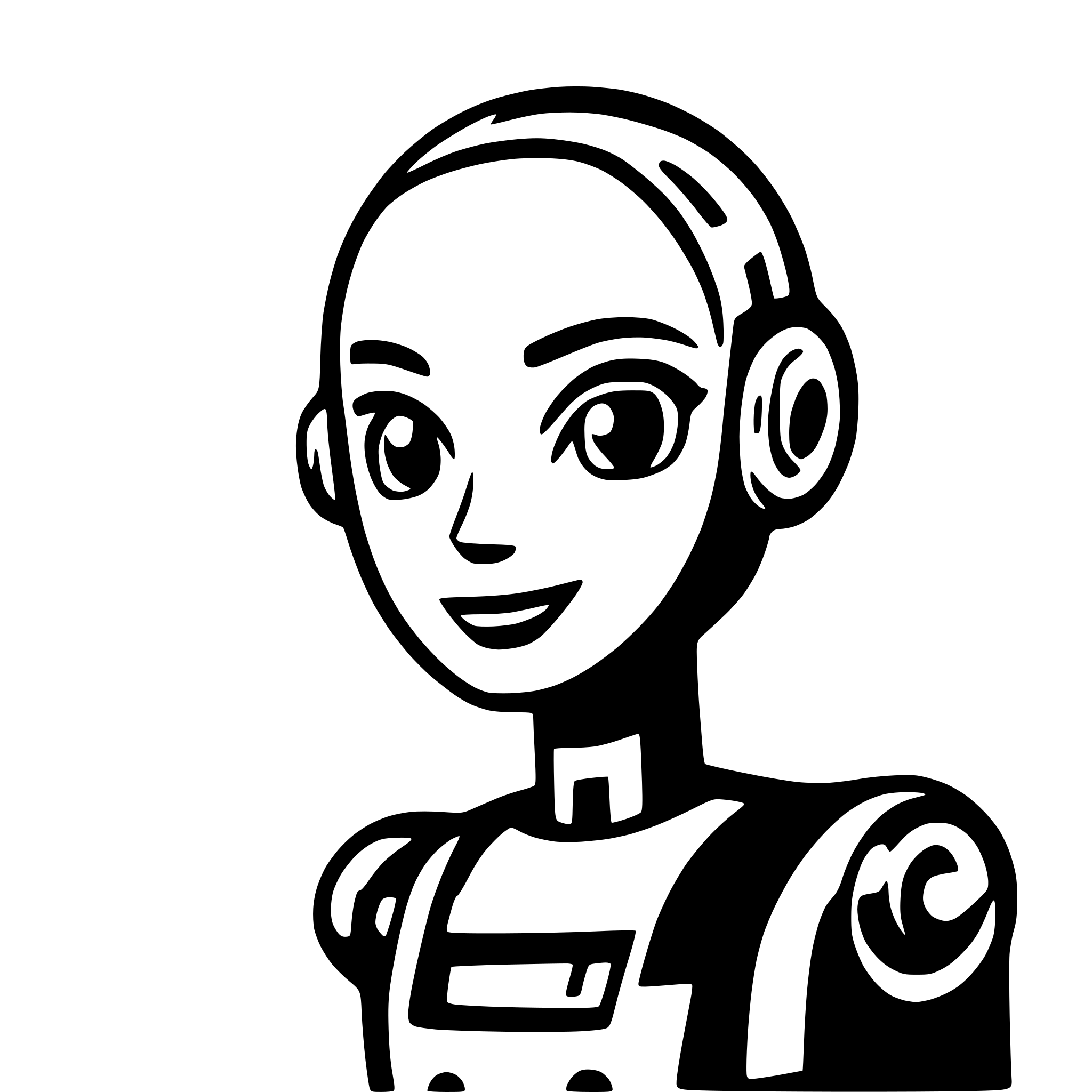 AI-generated SVG of a conversation bubble next to a robot head, minimalistic icon