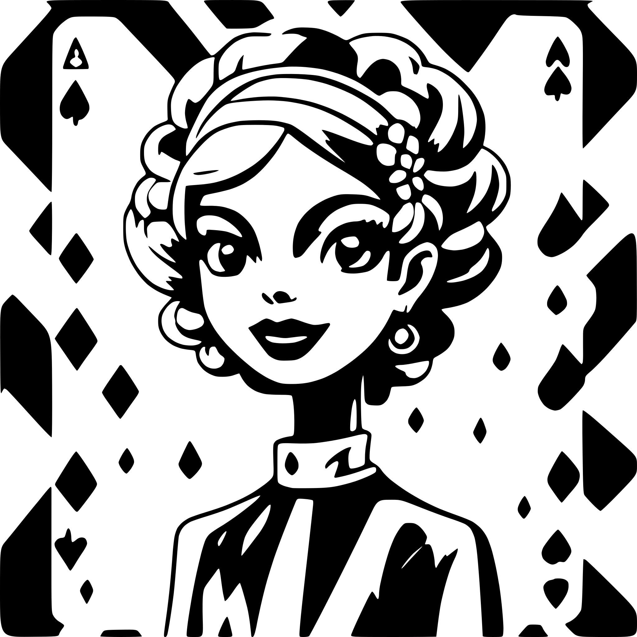 AI-generated SVG of a queen card retro pop style