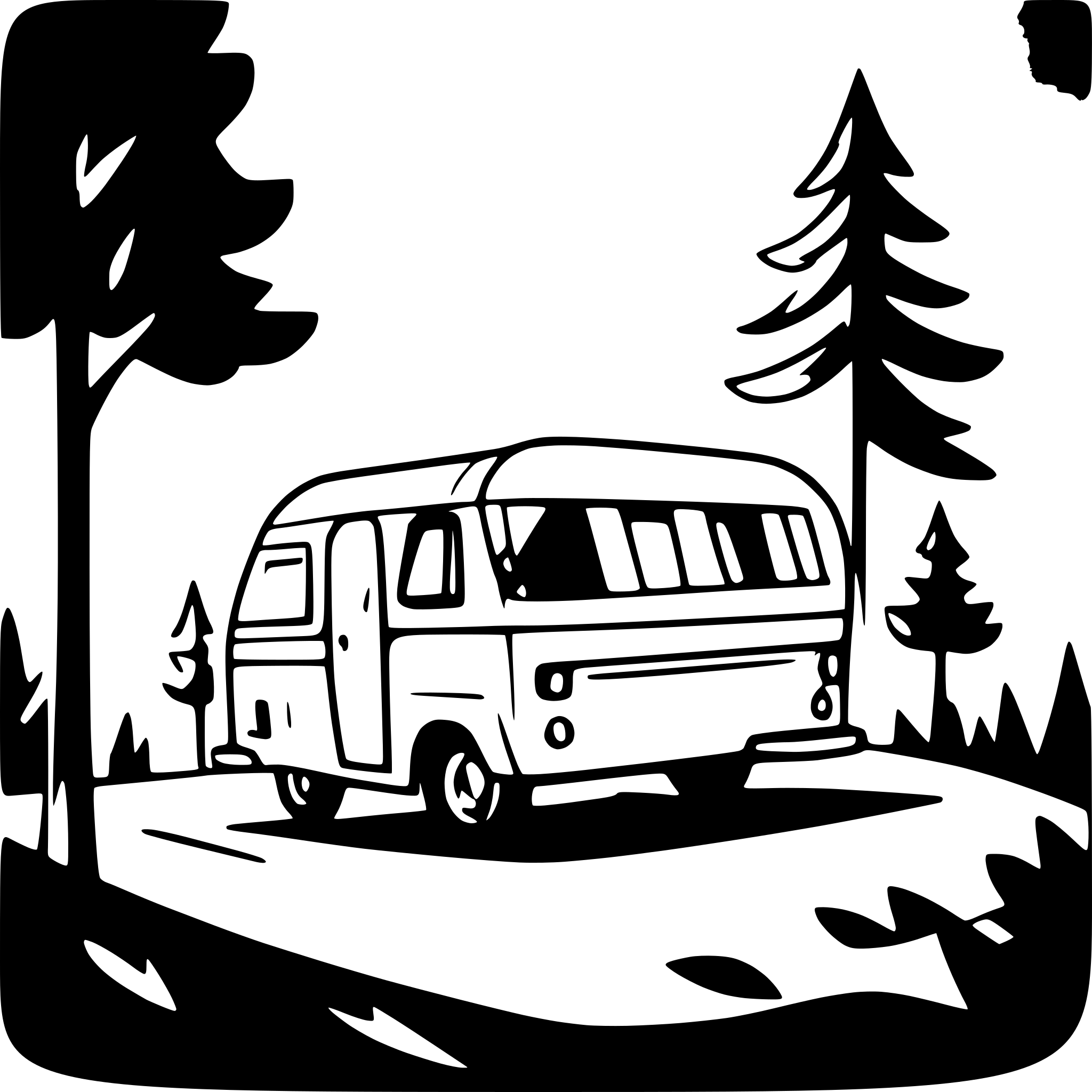 AI-generated SVG of a A cute, simple illustration of a camper van pulling into a campground. Long shot, profile viewpoint. AI-generated SVG of a A cute, simple illustration of a camper van pulling into a campground. Long shot, profile viewpoint.