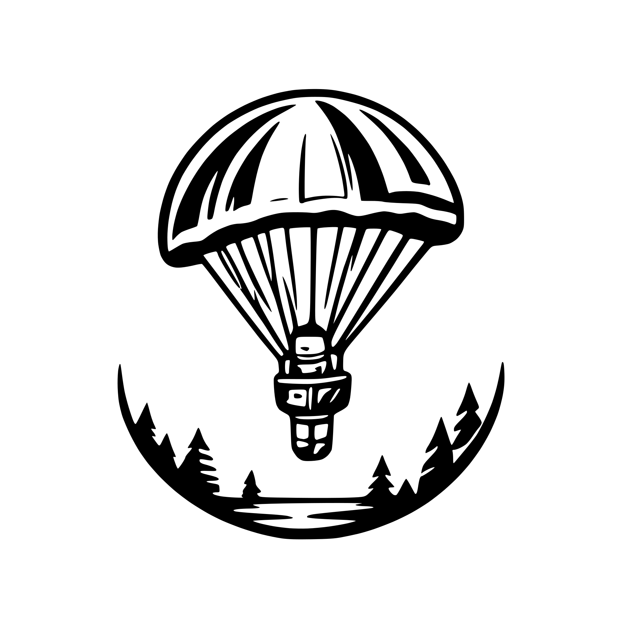 AI-generated SVG of a paragliding; one man