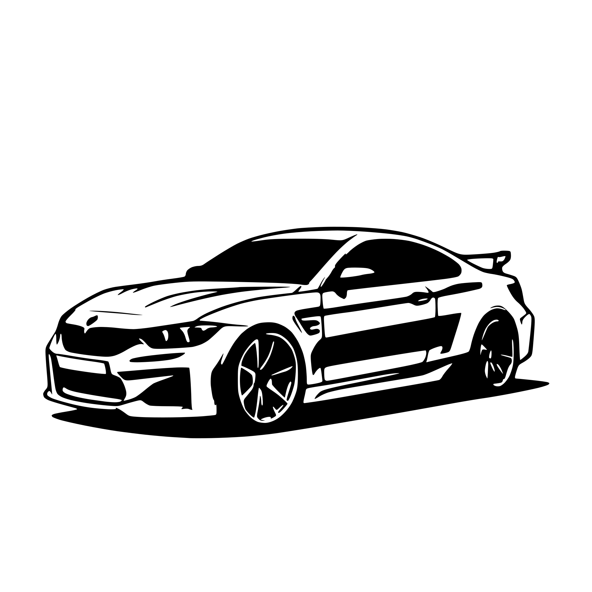 AI-generated SVG of a BMW m4 f82 as a drawing to color in. Without Logos. With bodykit and Spoiler.