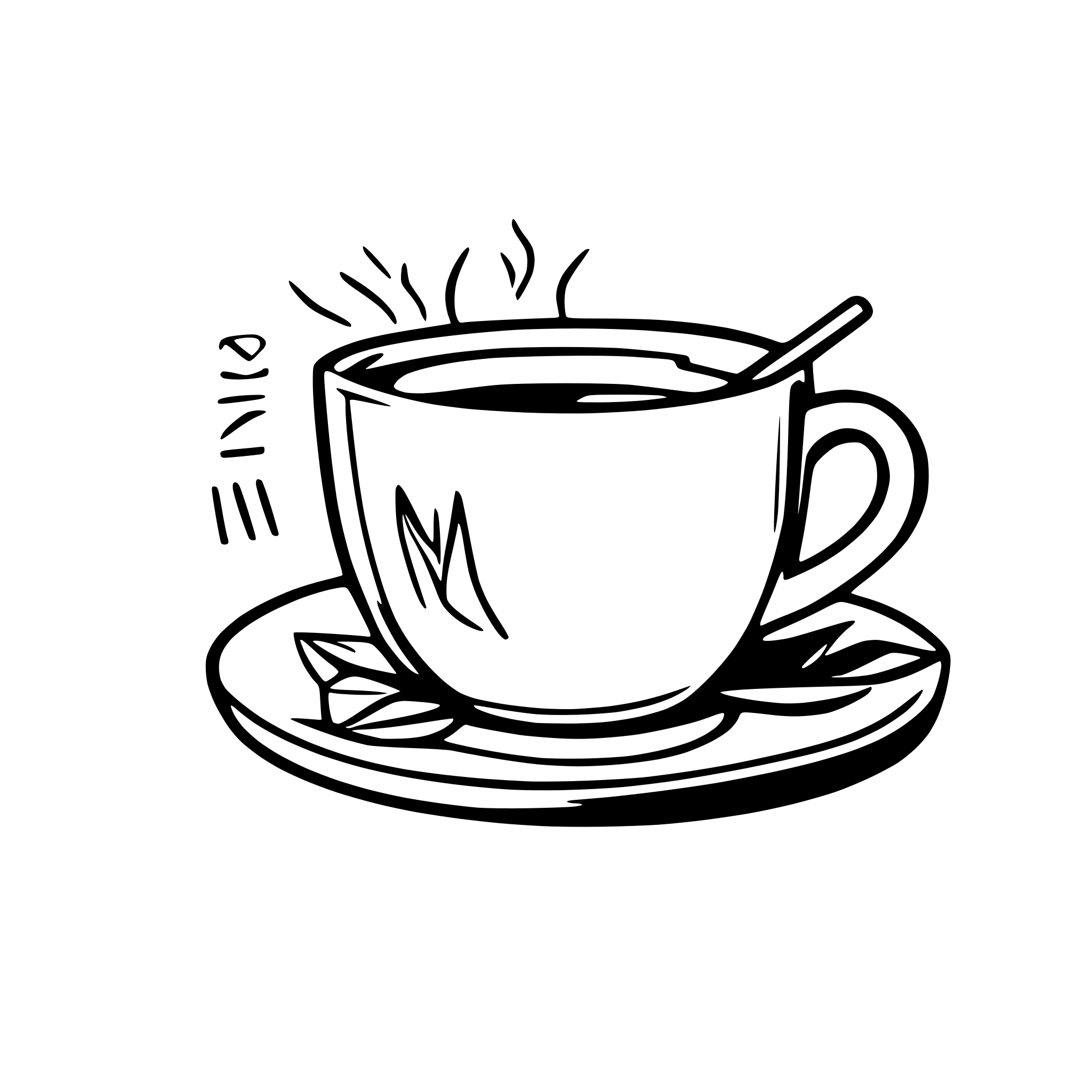 AI-generated SVG of a text "Good Morning !!" in coffee cup with DESIGN AND smoke on wooden table