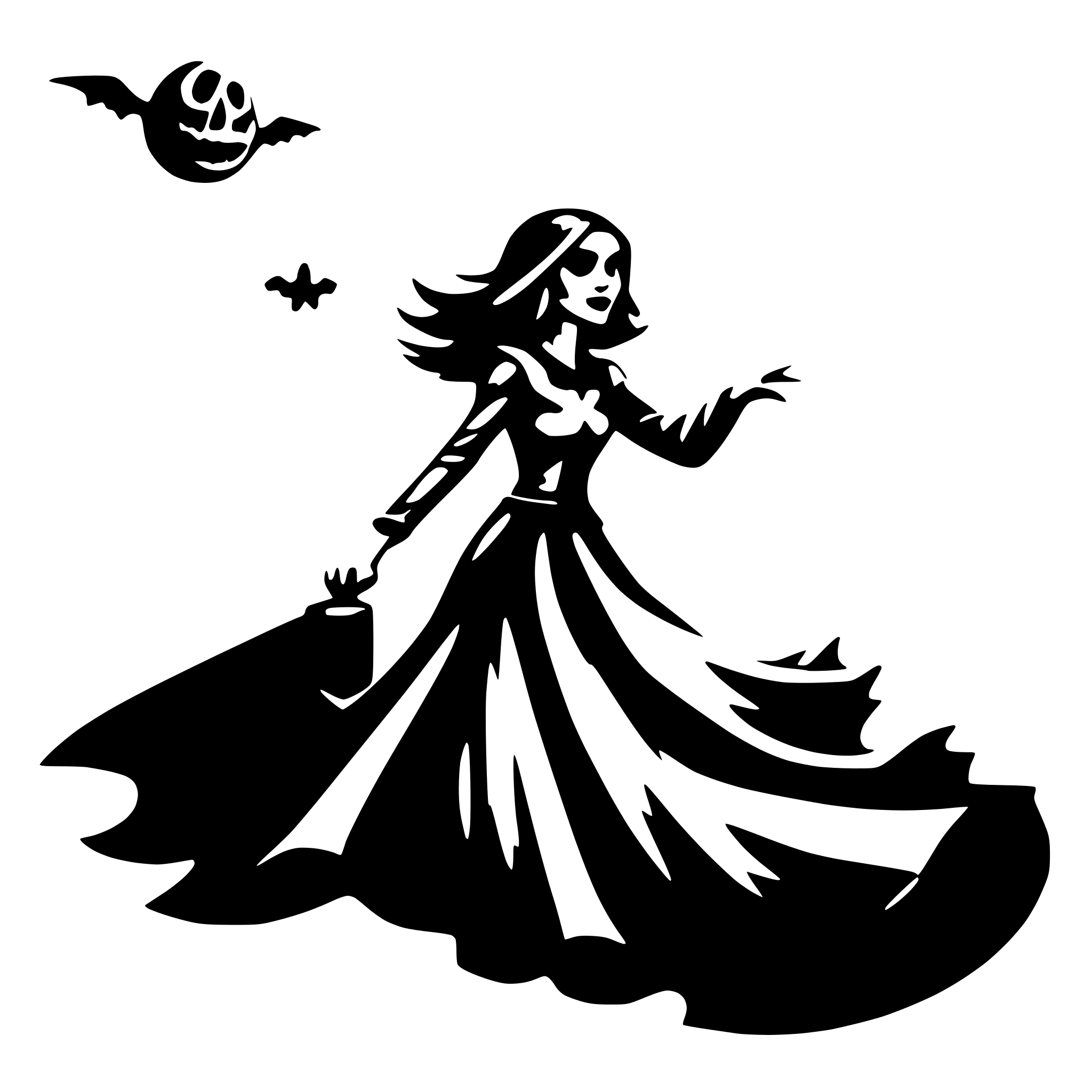 AI-generated SVG of a Spookey Witch flying on a proom