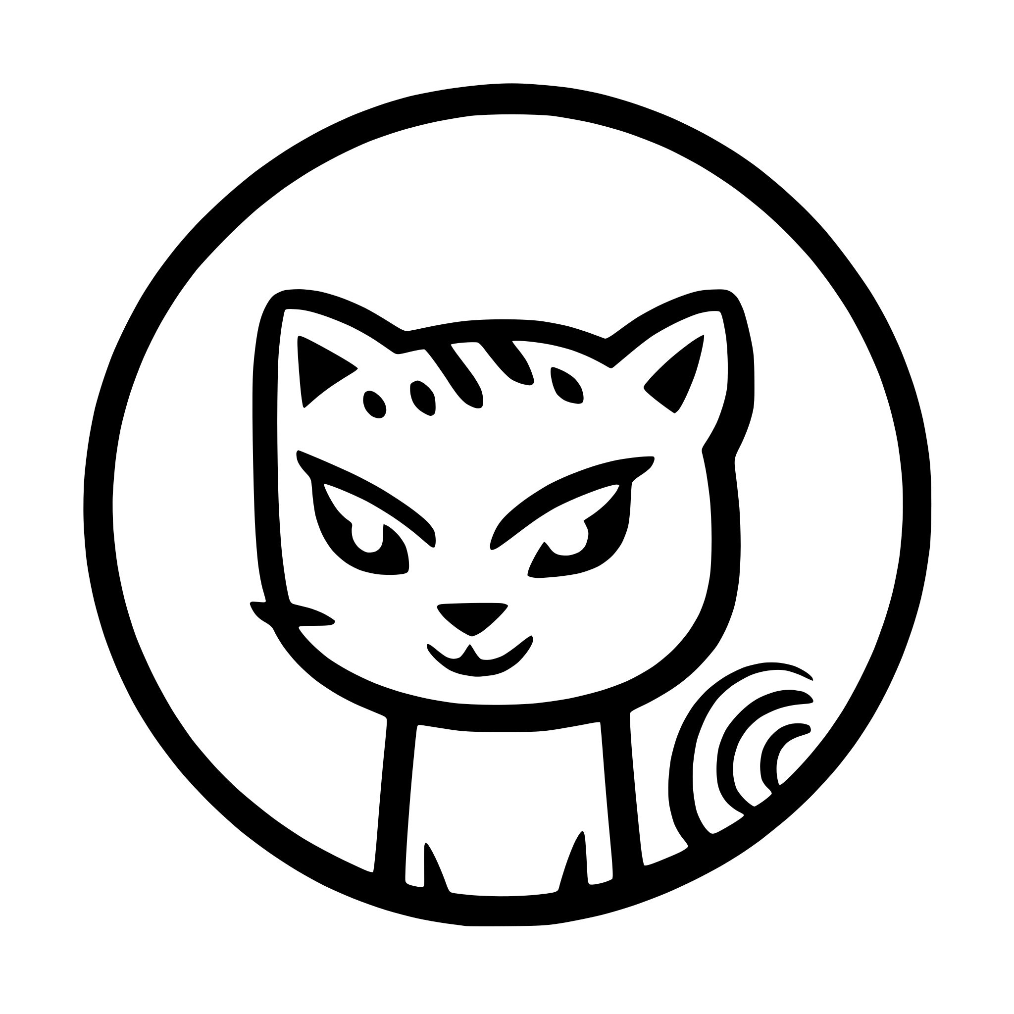 AI-generated SVG of a very cute leopard cat, with menacing pose, big dark black eyes, with Two significant long vertical lines on forehead, very very extremely simplified, snoopy like drawing, looking straight ahead