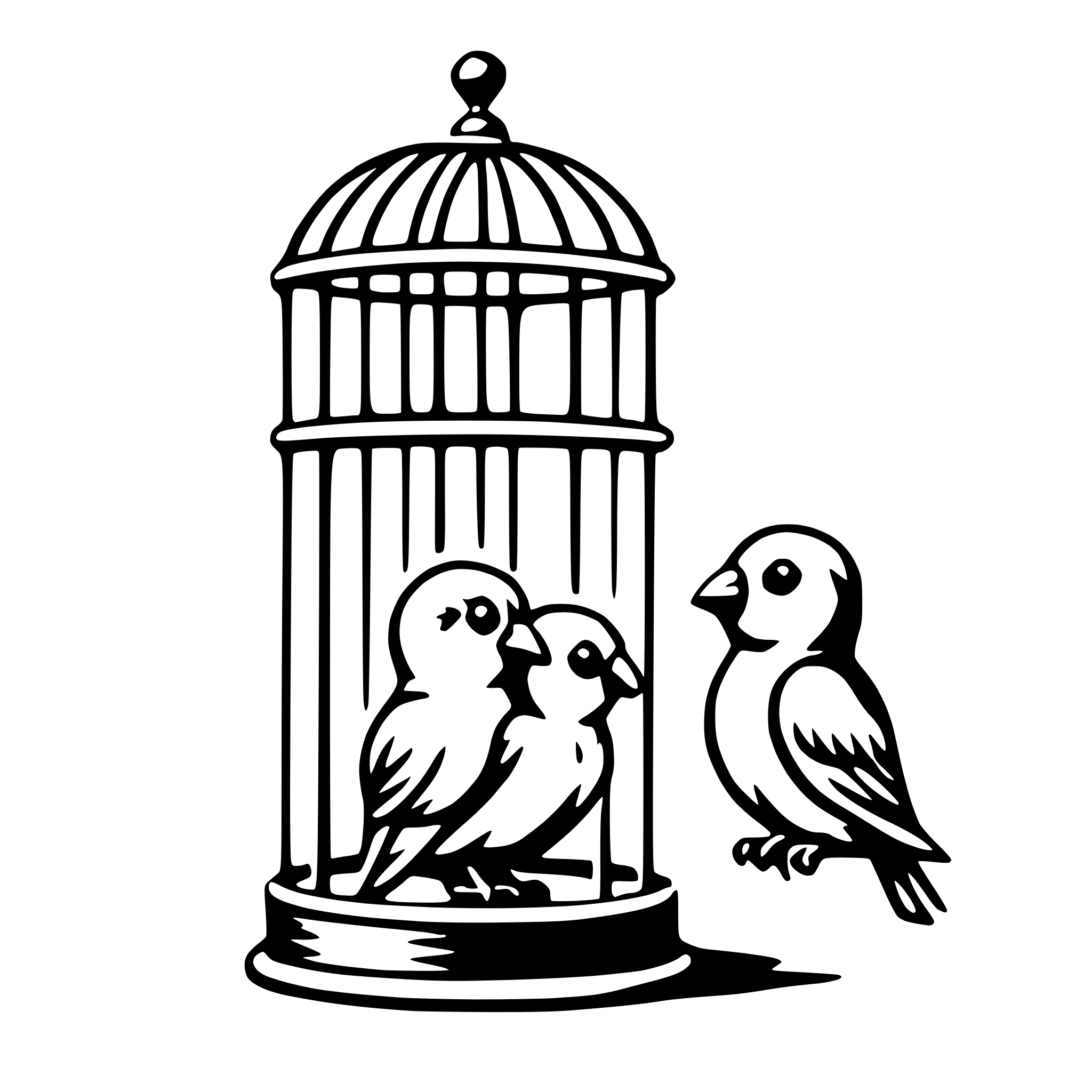 AI-generated SVG of a lovebirds in cage