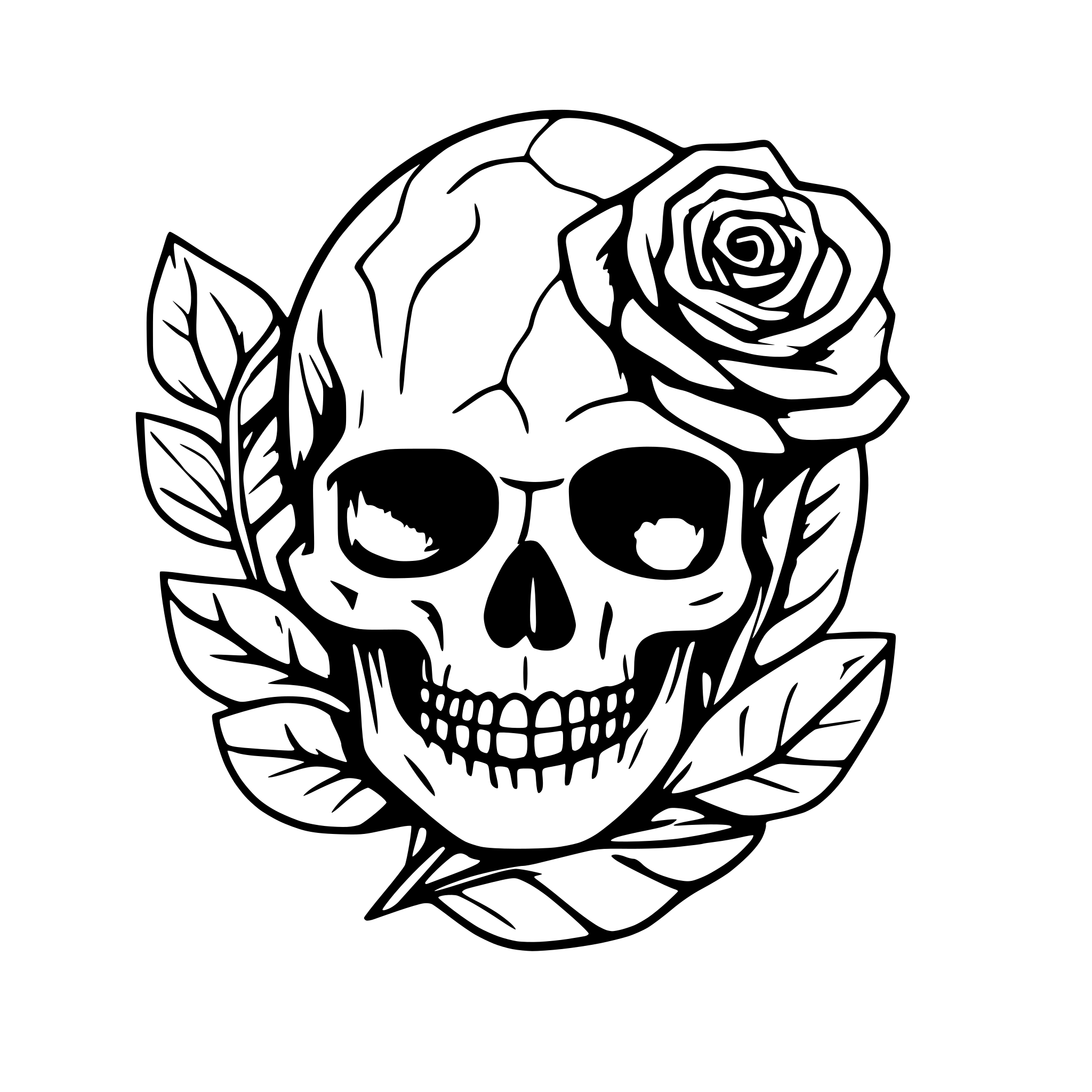 AI-generated SVG of a skull and rose