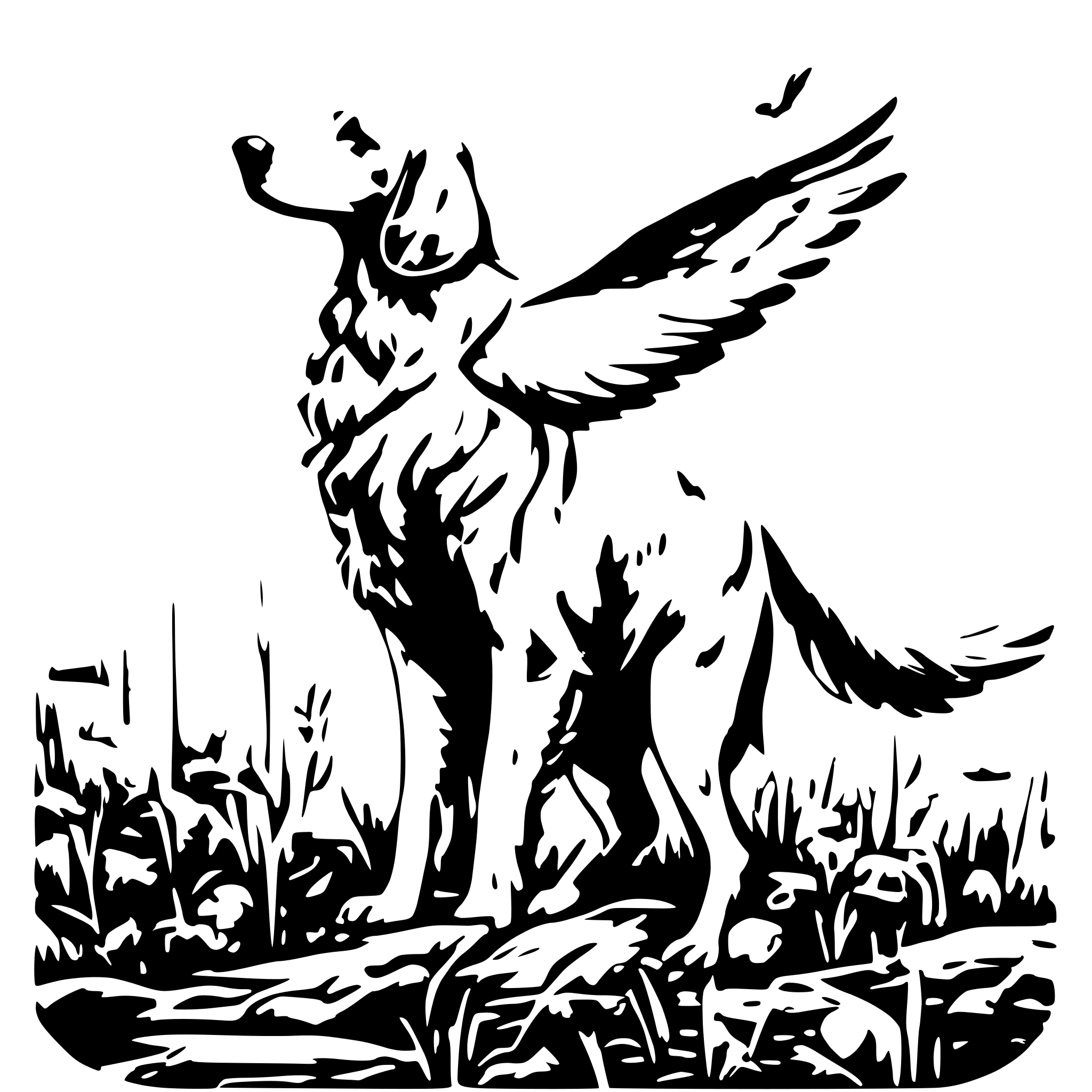 AI-generated SVG of a golden retriever pheasant hunting