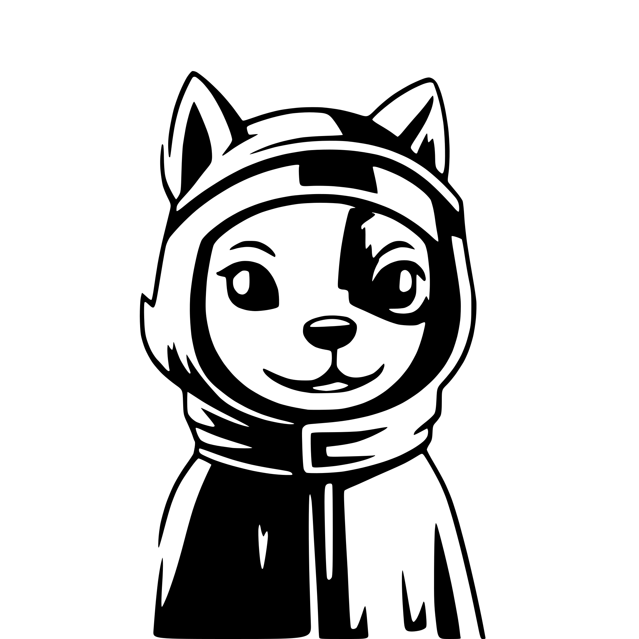 AI-generated SVG of 'cute dog wearing skimask'