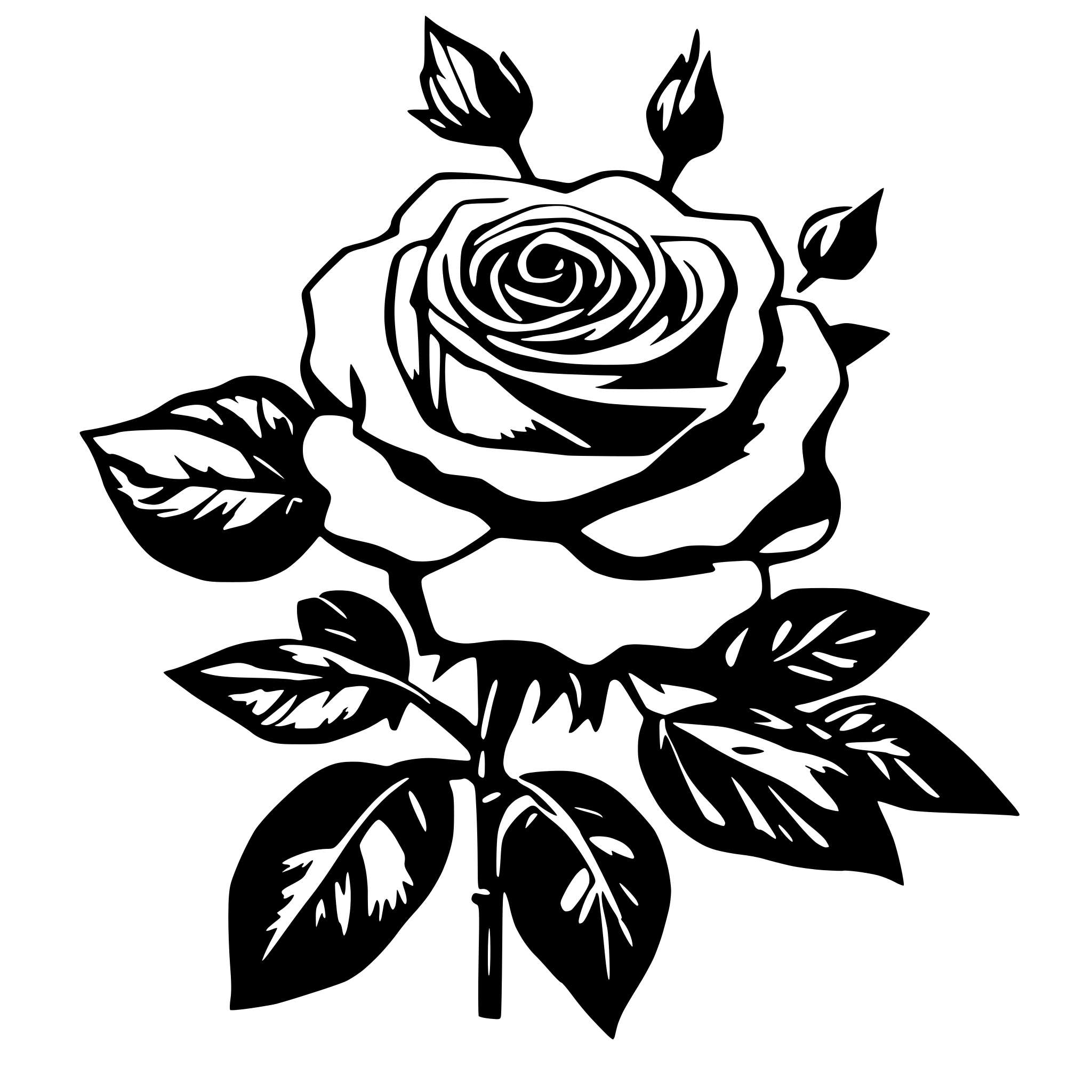 AI-generated SVG of a rose with baroque ornament
