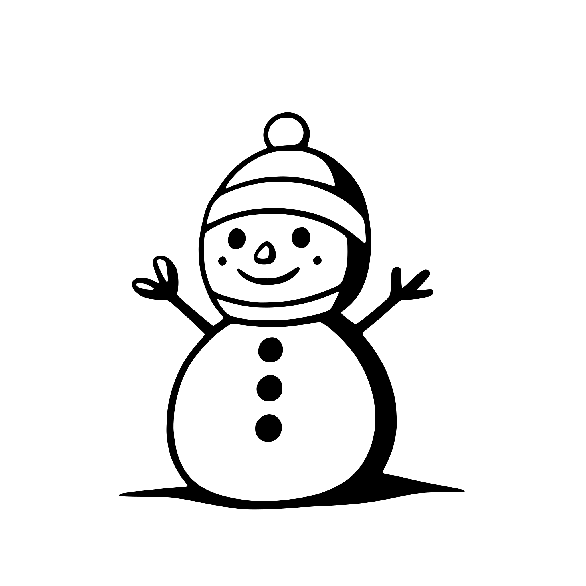 AI-generated SVG of 'snowman under falling snow'