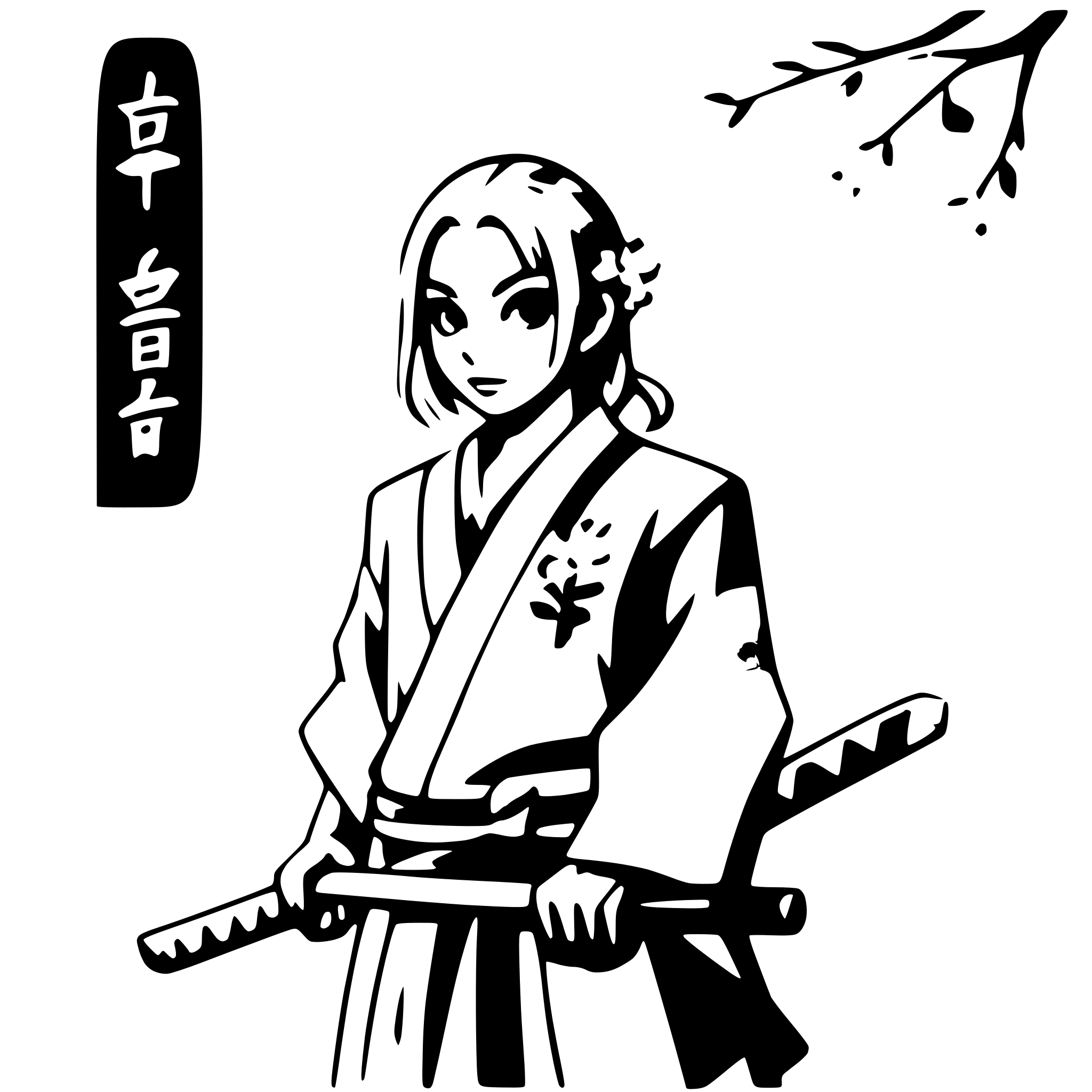 AI-generated SVG of a samurai with cherry blossoms