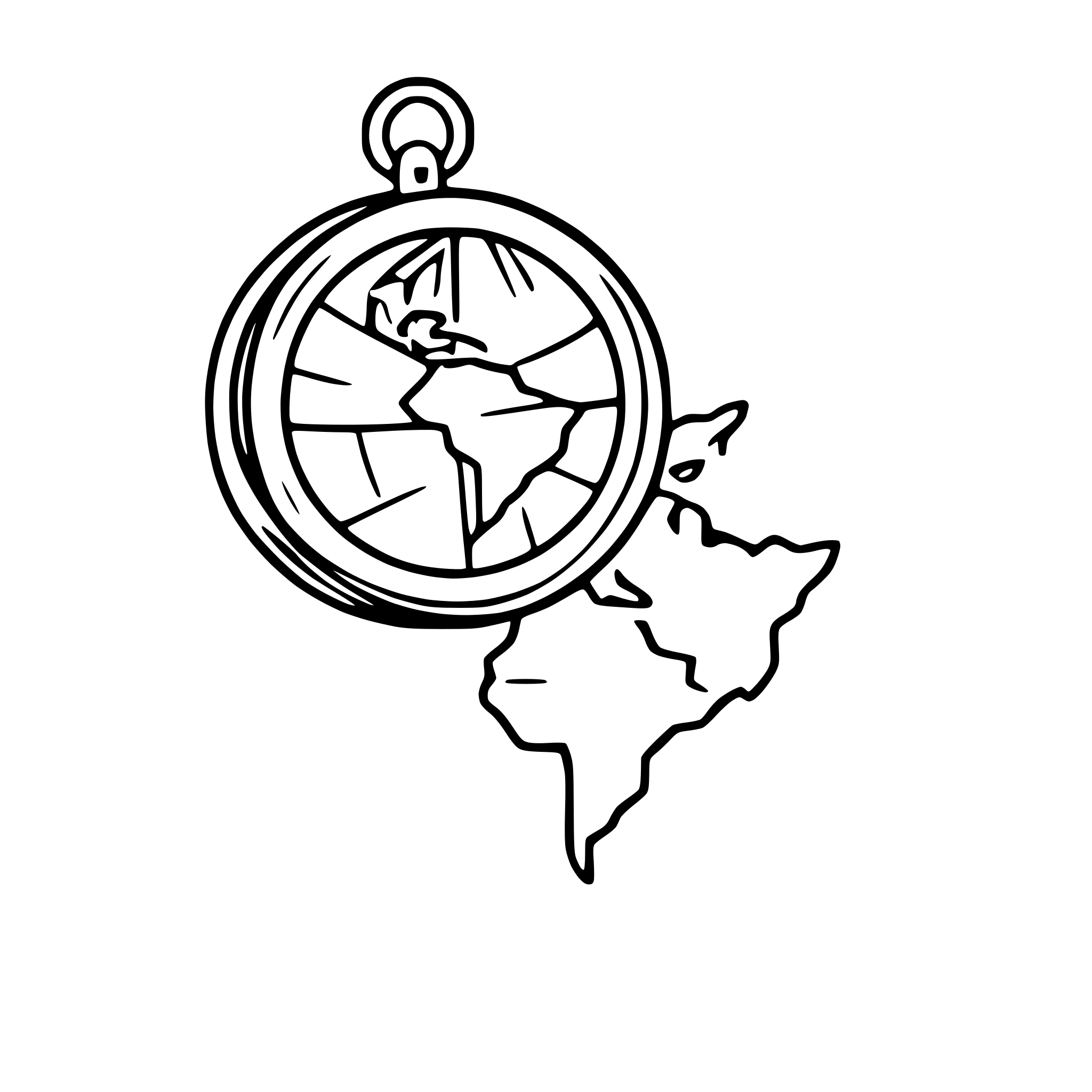AI-generated SVG of 'compass with world map'