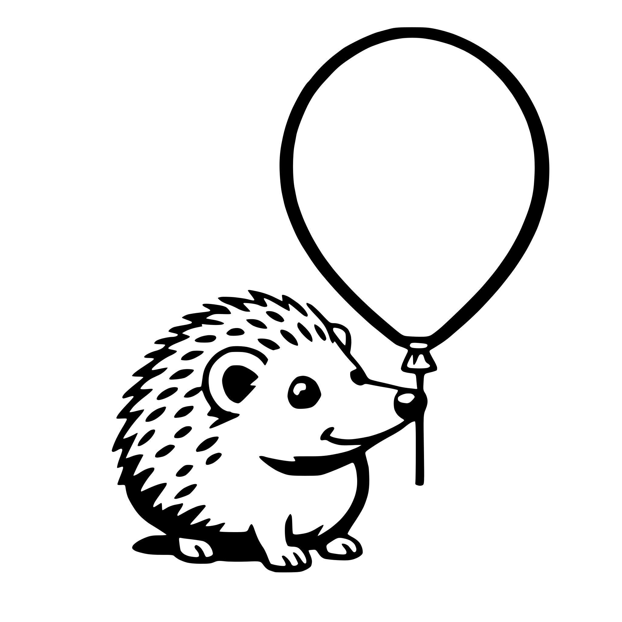 AI-generated SVG of a hedgehog with balloon