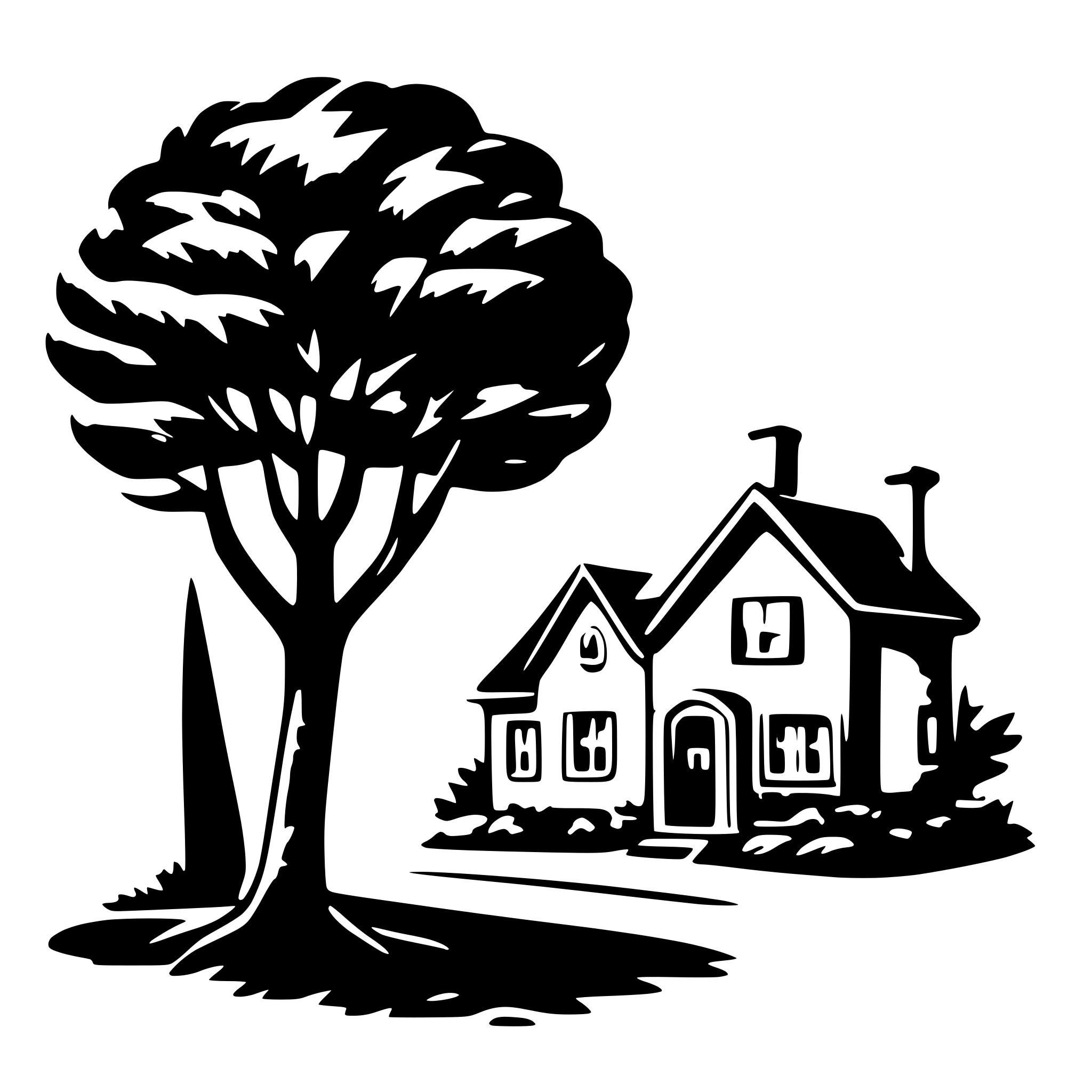 AI-generated SVG of 'a house and a tree'