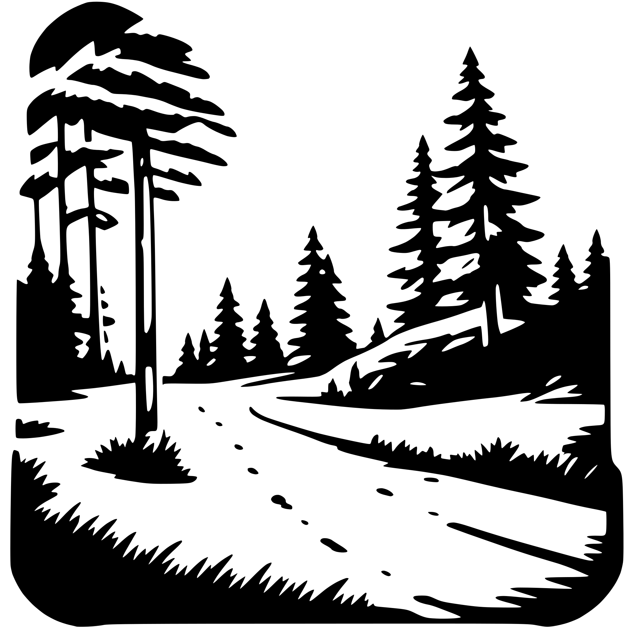 AI-generated SVG of a wilderness trek