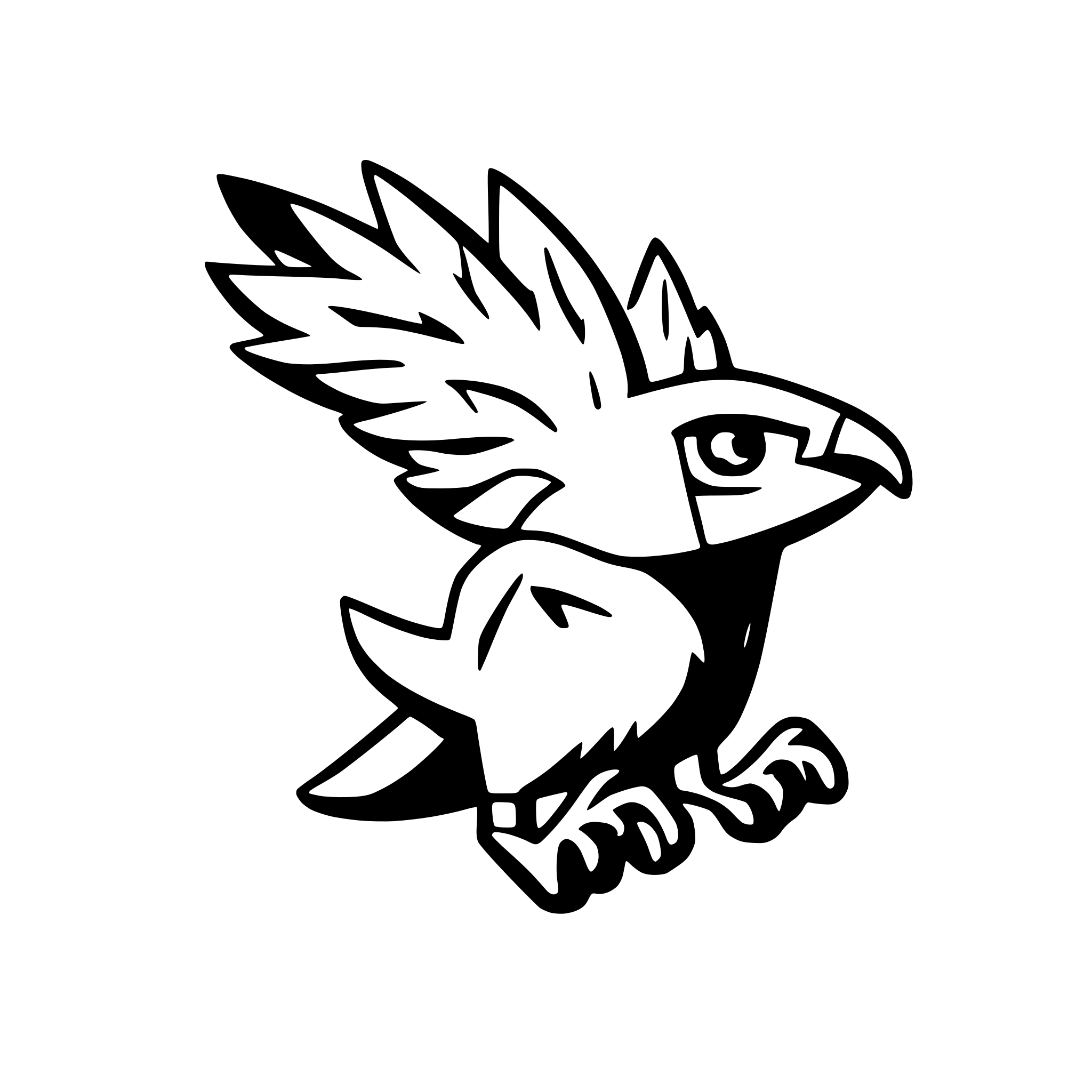 AI-generated SVG of a side profile of a cartoon falcon flying fast