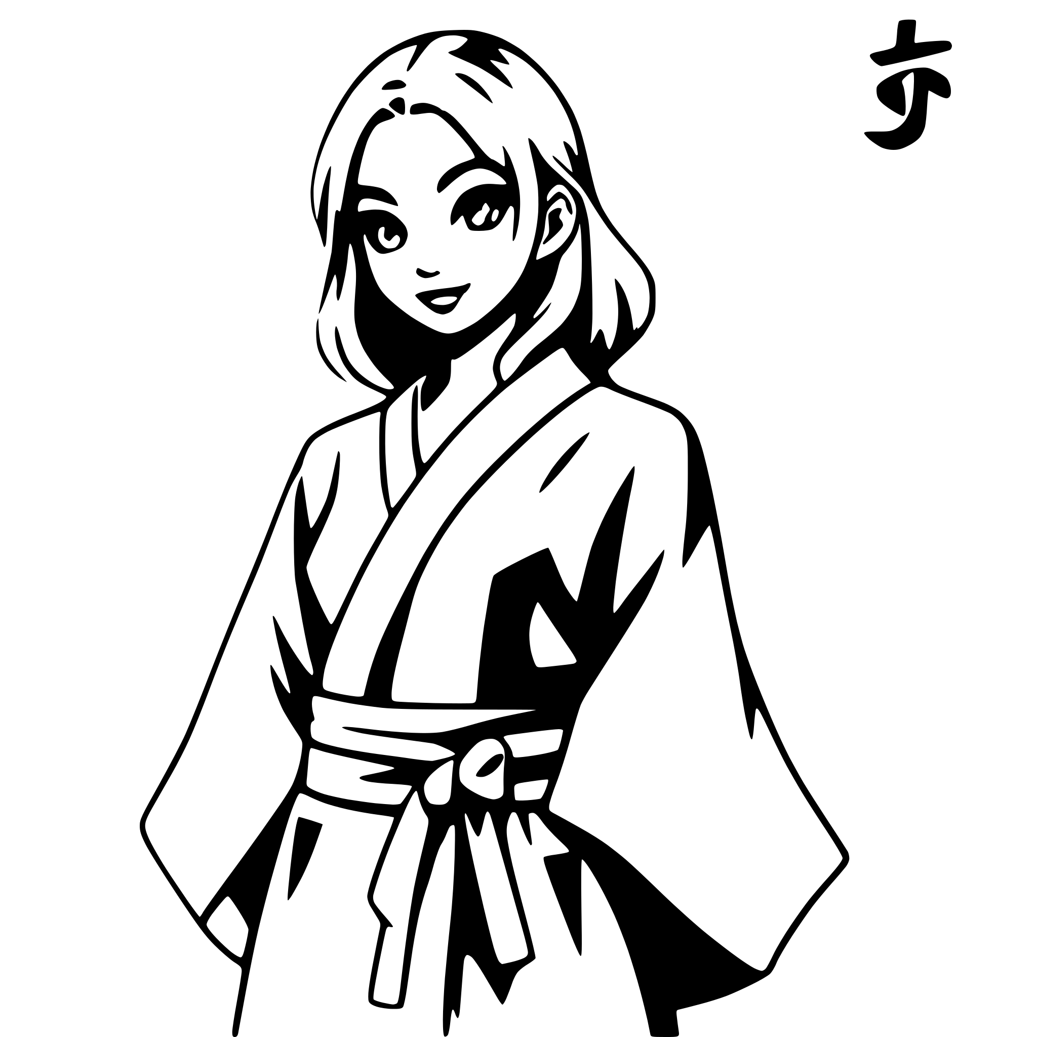 AI-generated SVG of 'girl with flowing kimono'