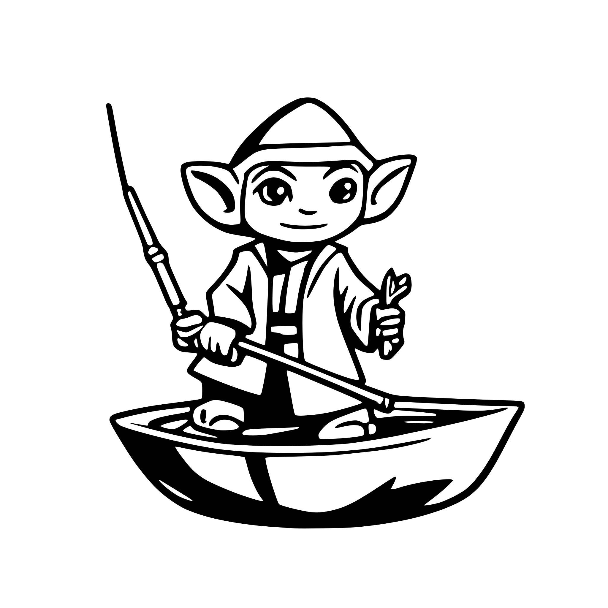 AI-generated SVG of a Yoda  fishing