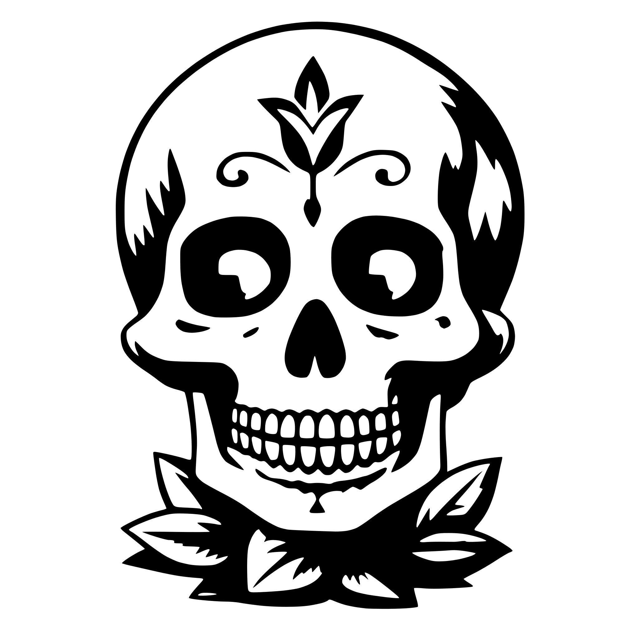 AI-generated SVG of 'Flowers on the top of the skull'