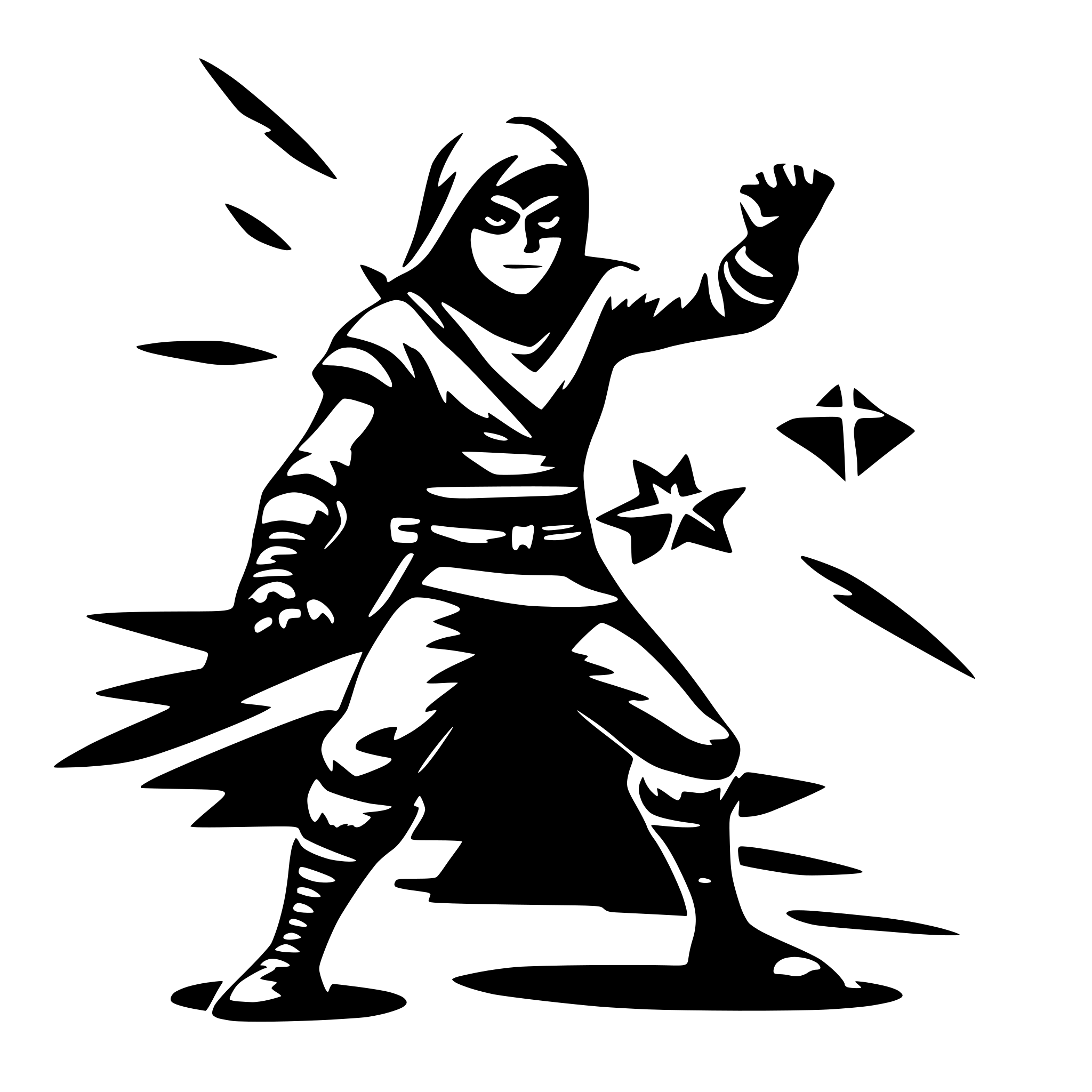 AI-generated SVG of 'ninja throwing shuriken'