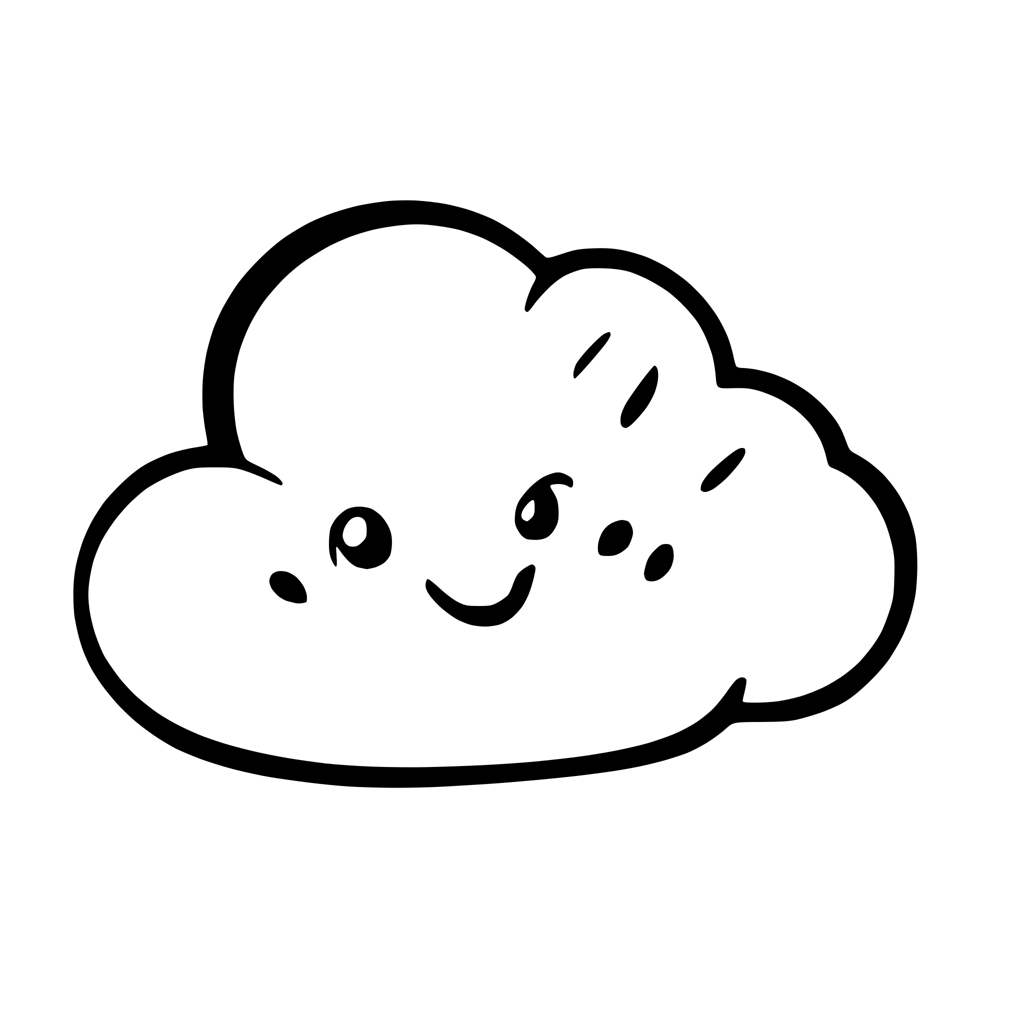 AI-generated SVG of a a cartoon-style cloud.  black and white, very simple curves. Fluffy, no rain, no face