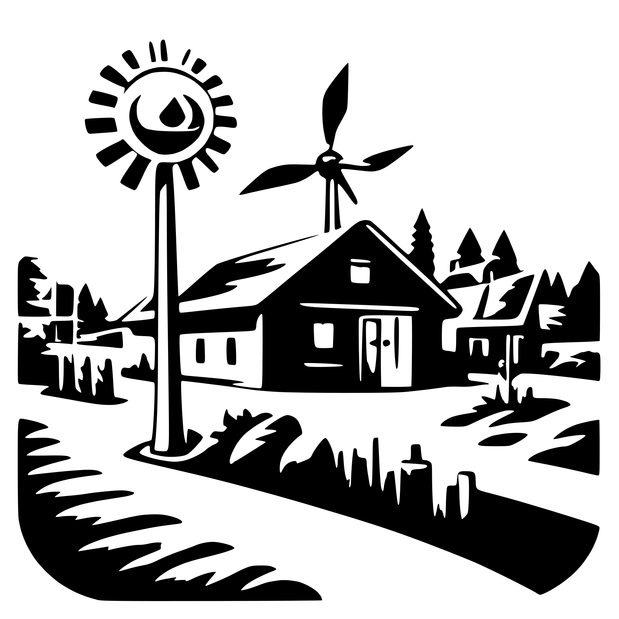 AI-generated SVG of 'renewable energy powered village'