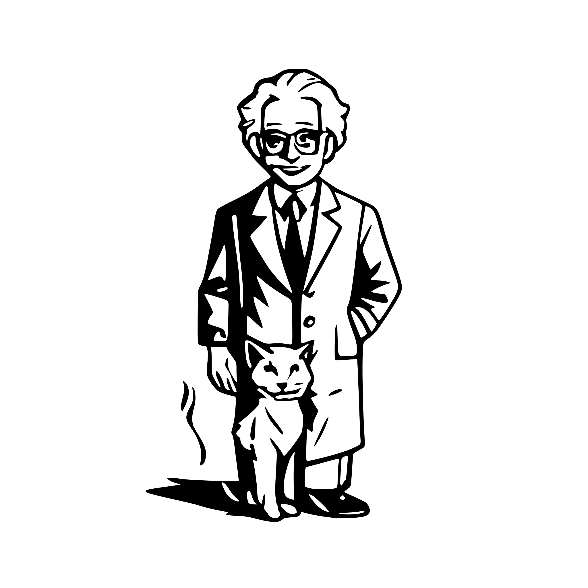 AI-generated SVG of a albert einstein with cat on the beach