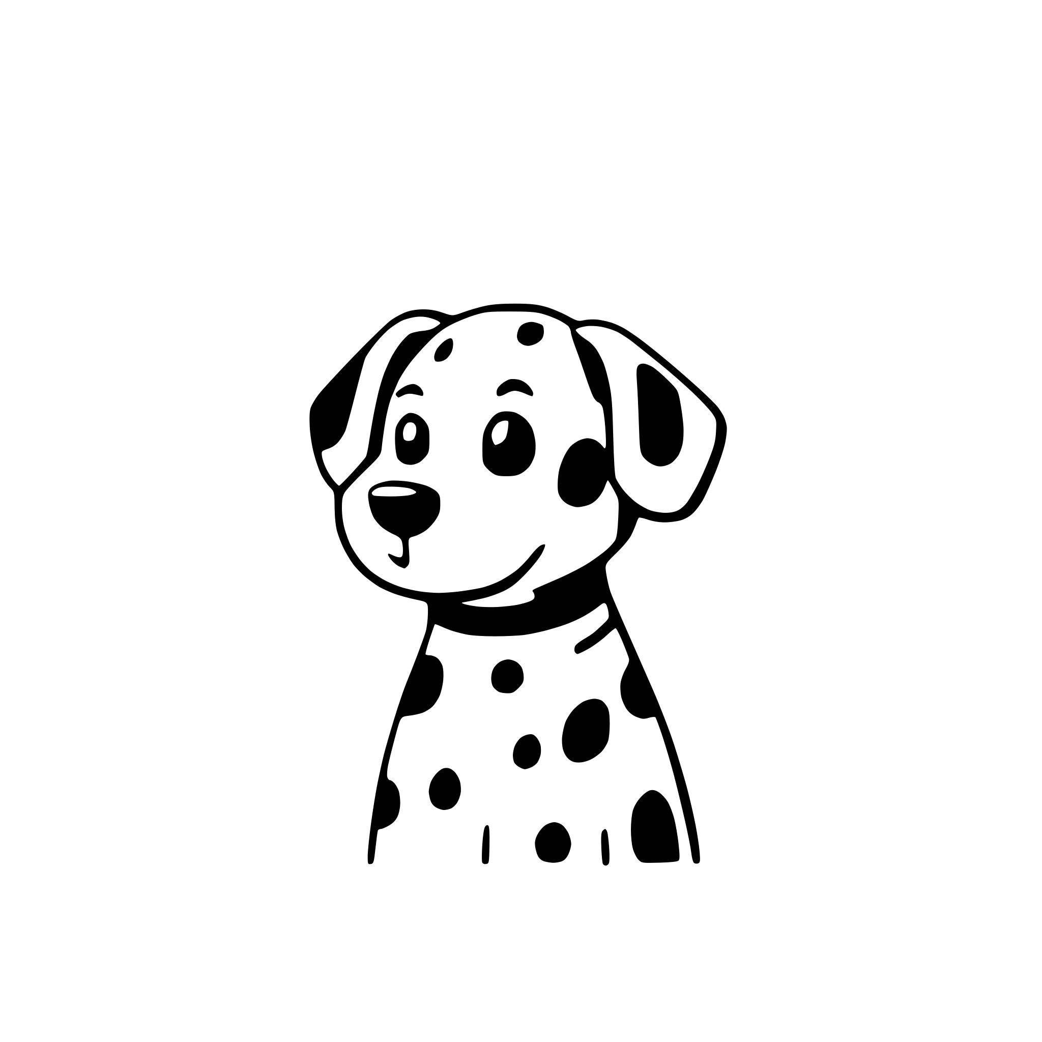AI-generated SVG of a Dalmatian dog, black and white, doodle, cartoon, minimalistic