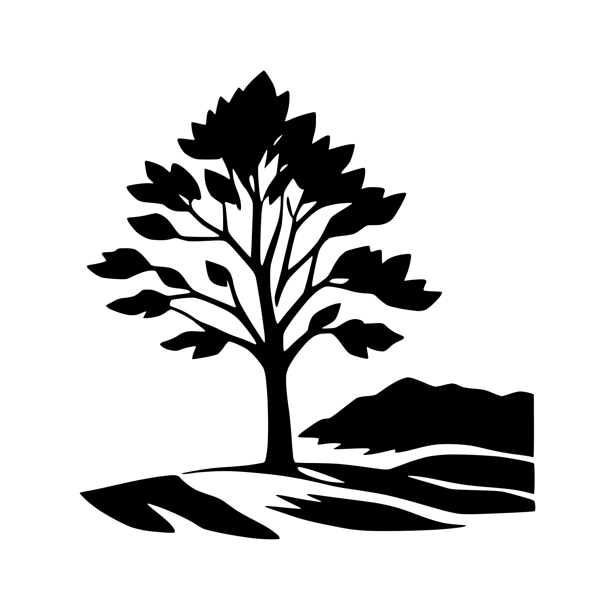AI-generated SVG of 'lone tree on windy hill'