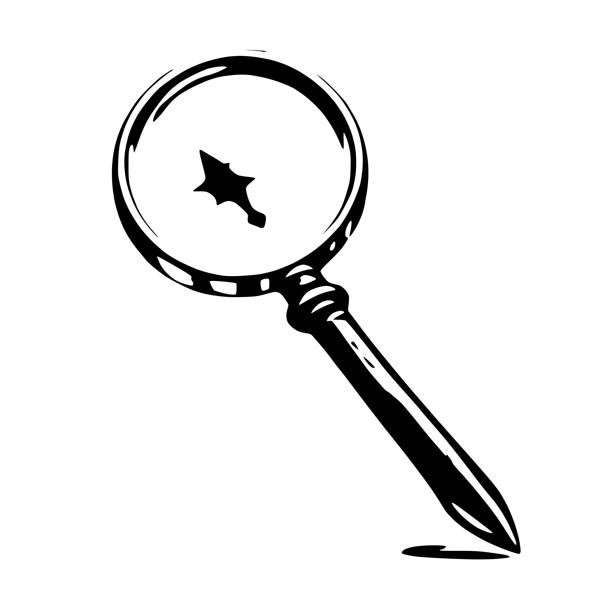 AI-generated SVG of a a magnifying glass with a dagger handle dripping blood