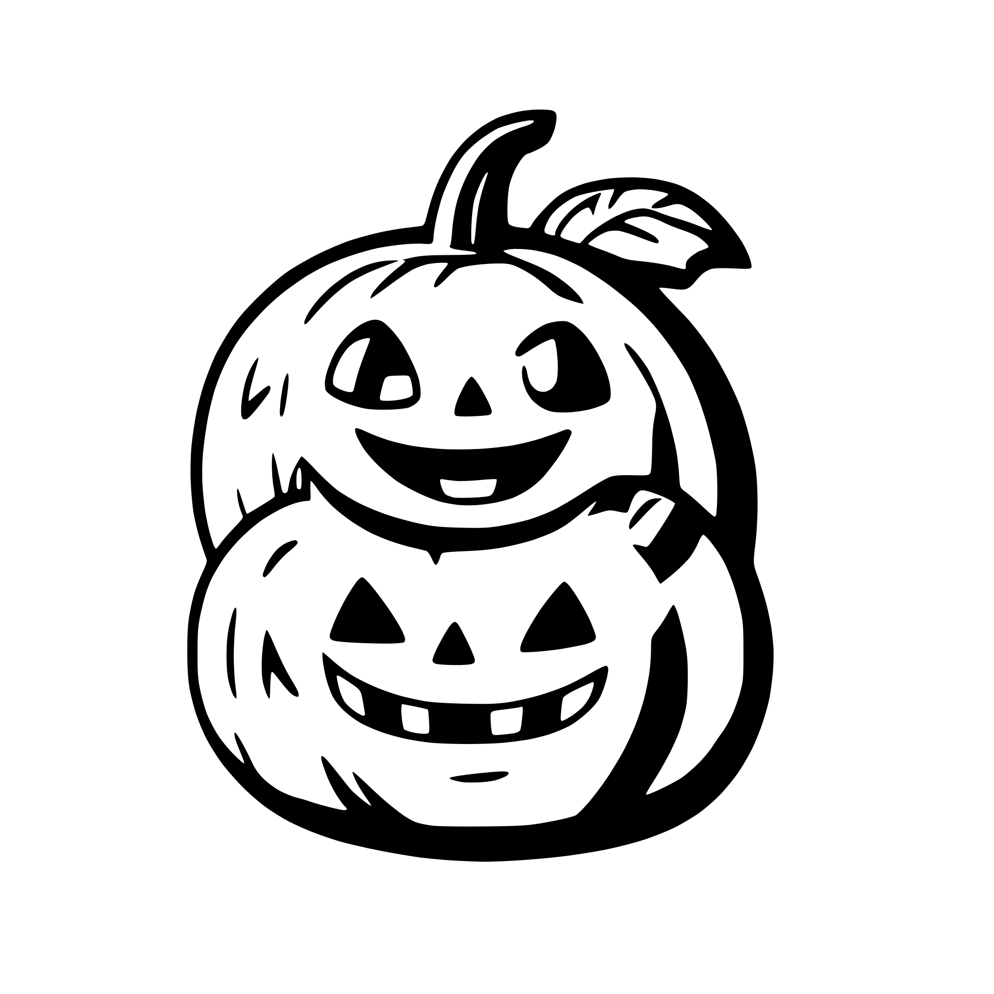 AI-generated SVG of a three funny halloween pumpkins