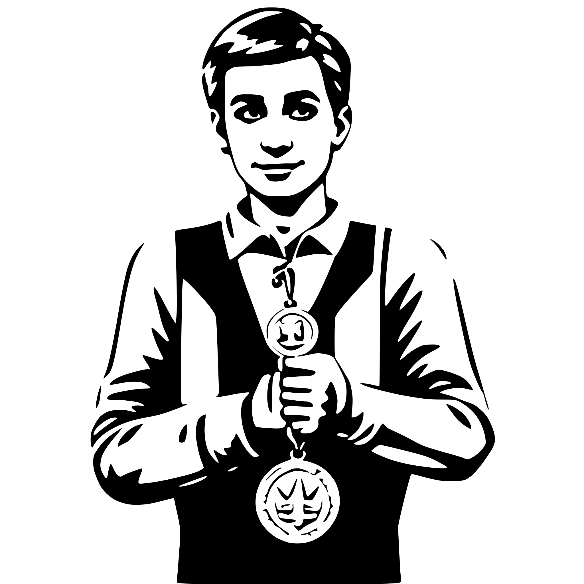 AI-generated SVG of a man holding medal