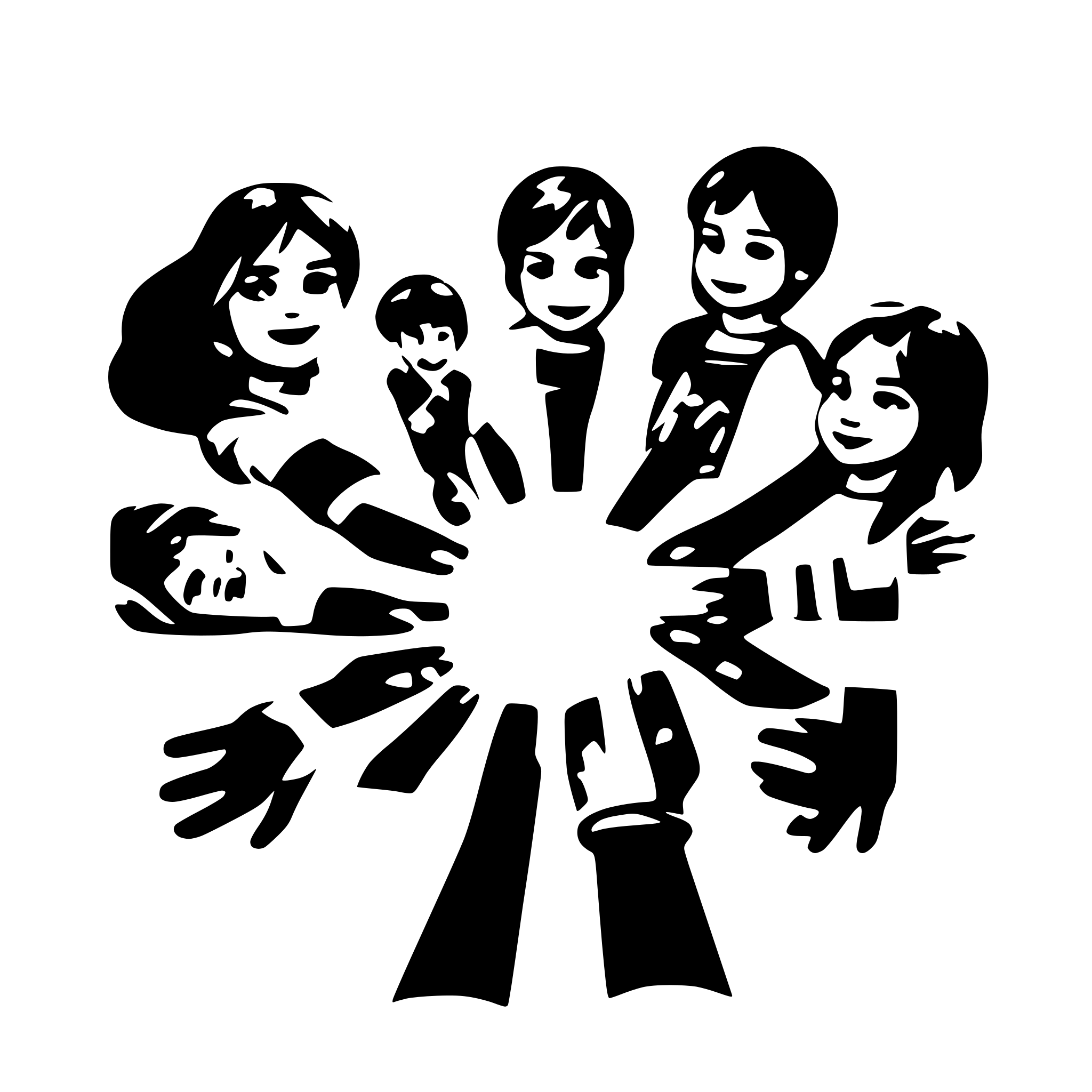 AI-generated SVG of a 8 Children holding hands in one hand