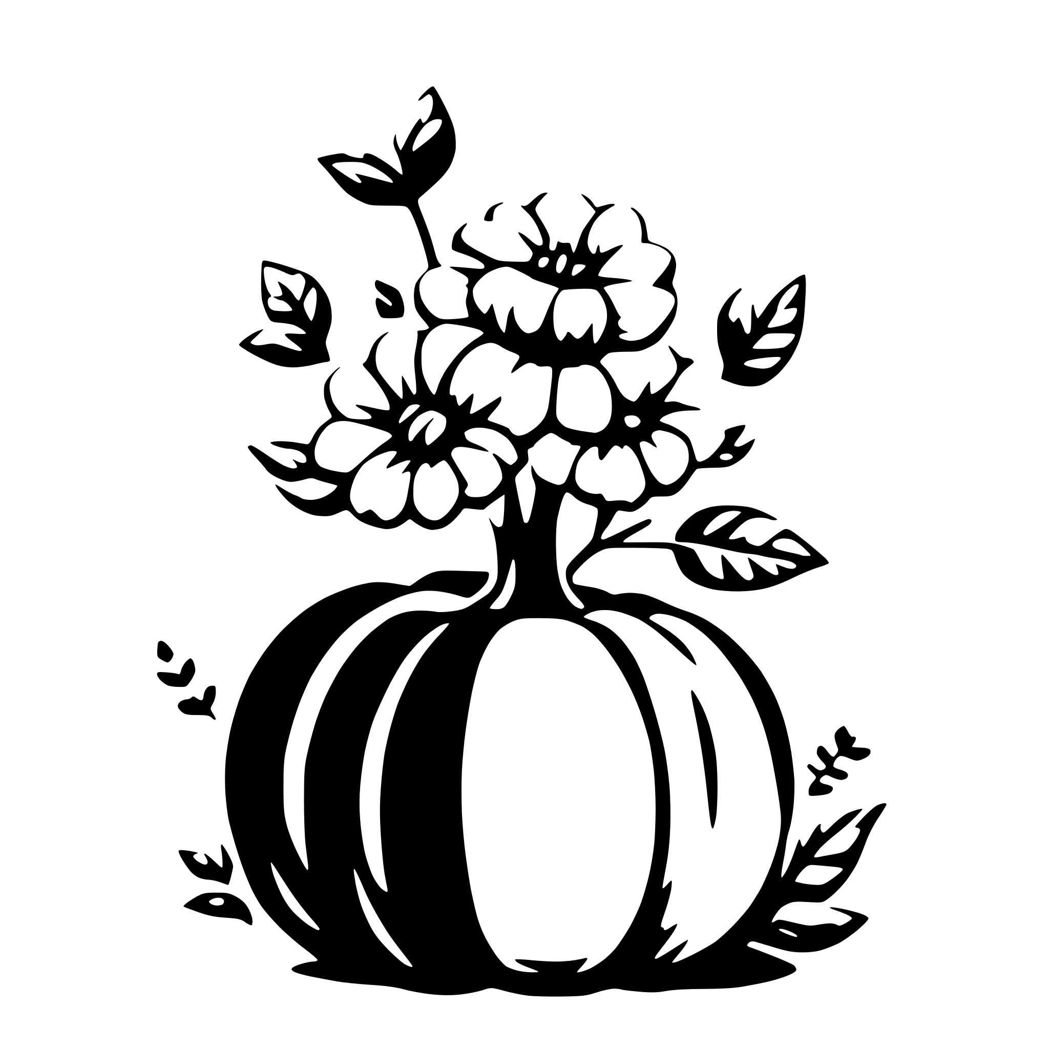 AI-generated SVG of a pumpkin with flowers