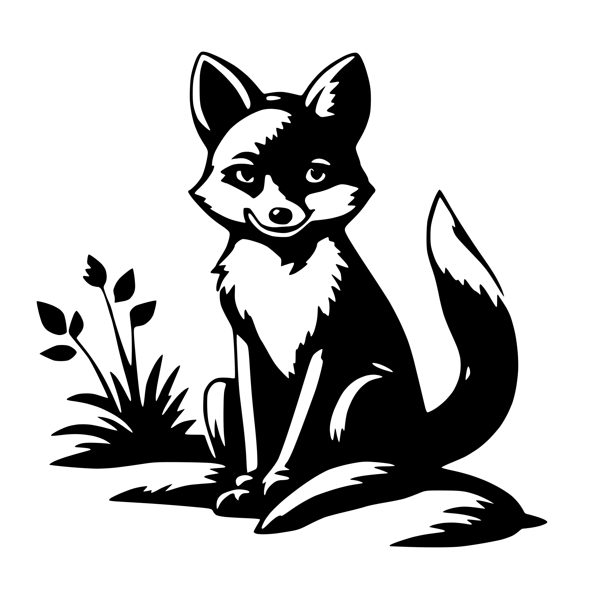 AI-generated SVG of 'silhoutte of a cute fox'
