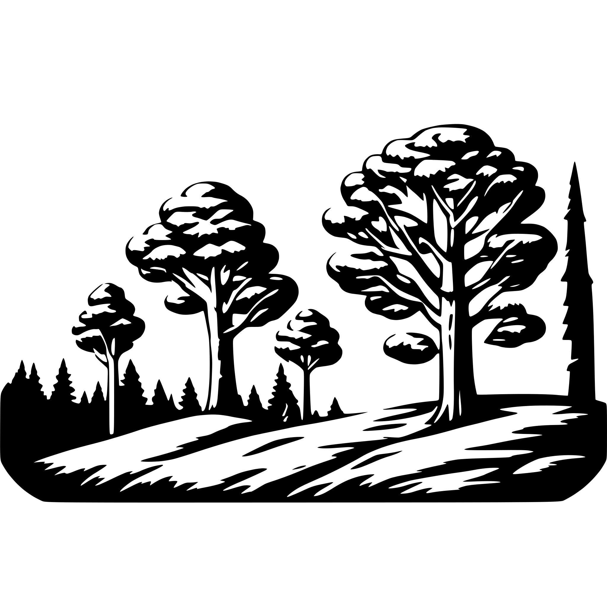 AI-generated SVG of a mountain stars Trees