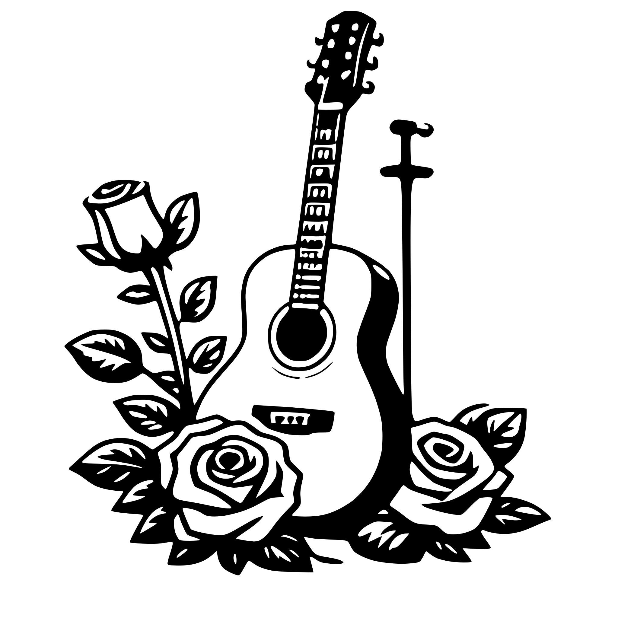 AI-generated SVG of 'guitar and roses'