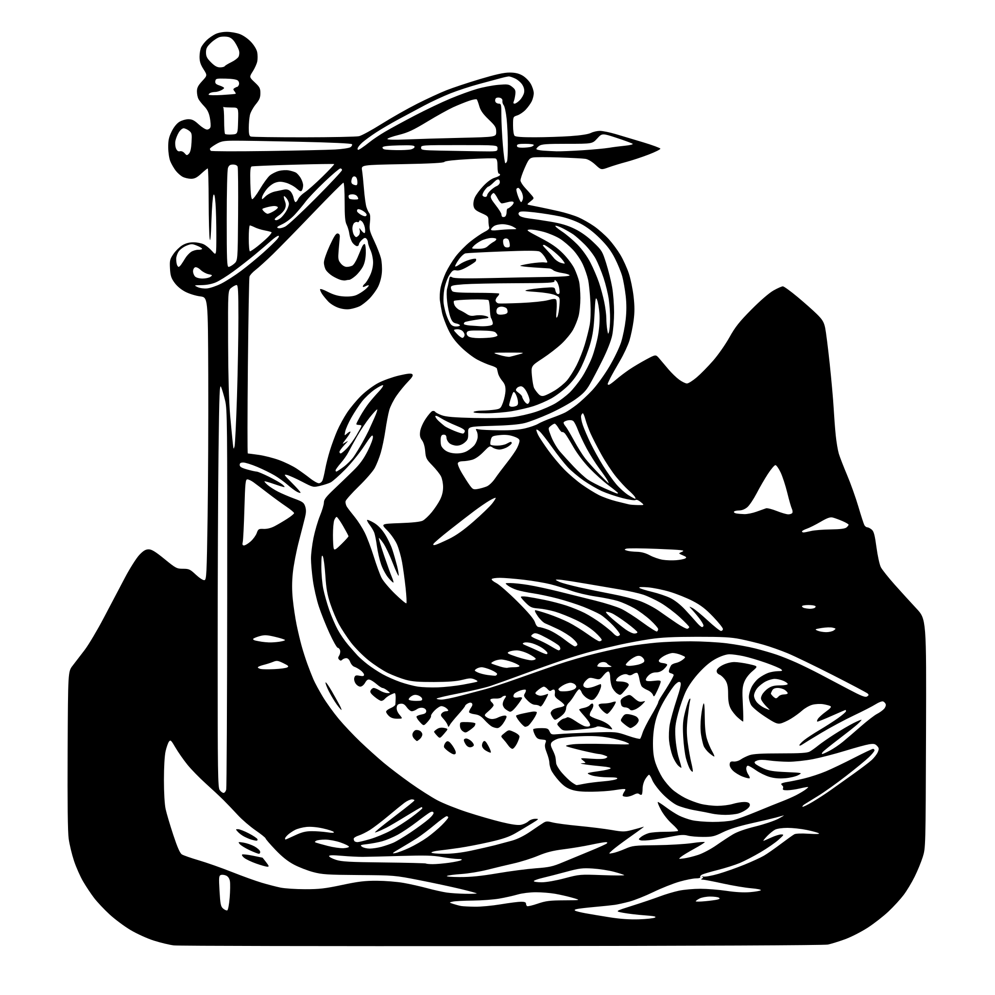 AI-generated SVG of 'Fisher of Men Matthew 4:19. Fish and hook'