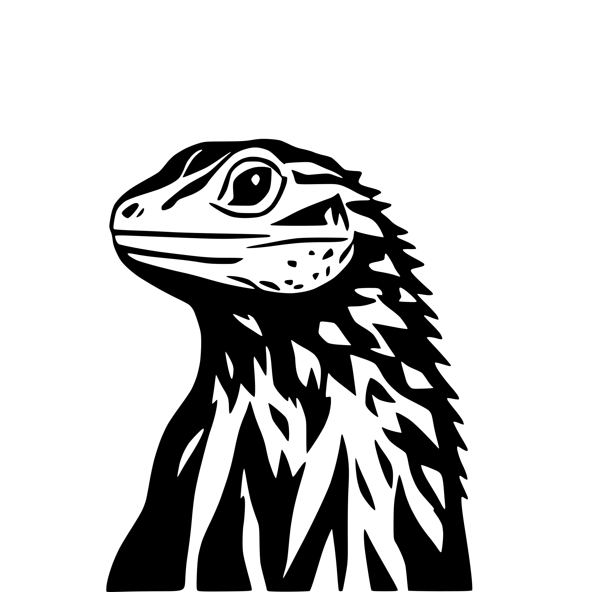 AI-generated SVG of a Bearded dragon, head,