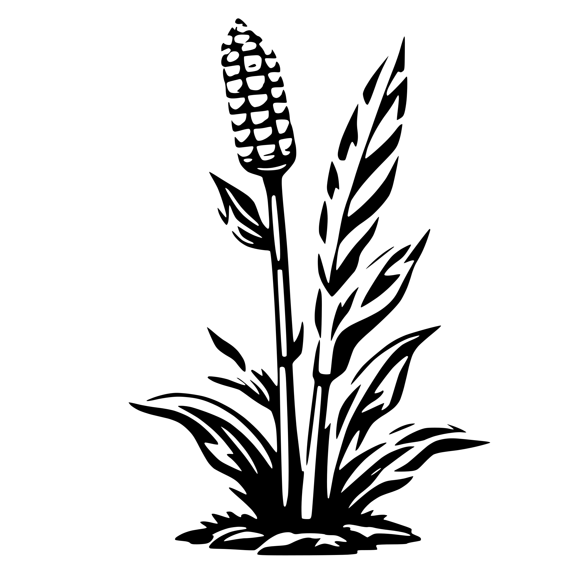 AI-generated SVG of a Single corn stalk with two cobbs.
