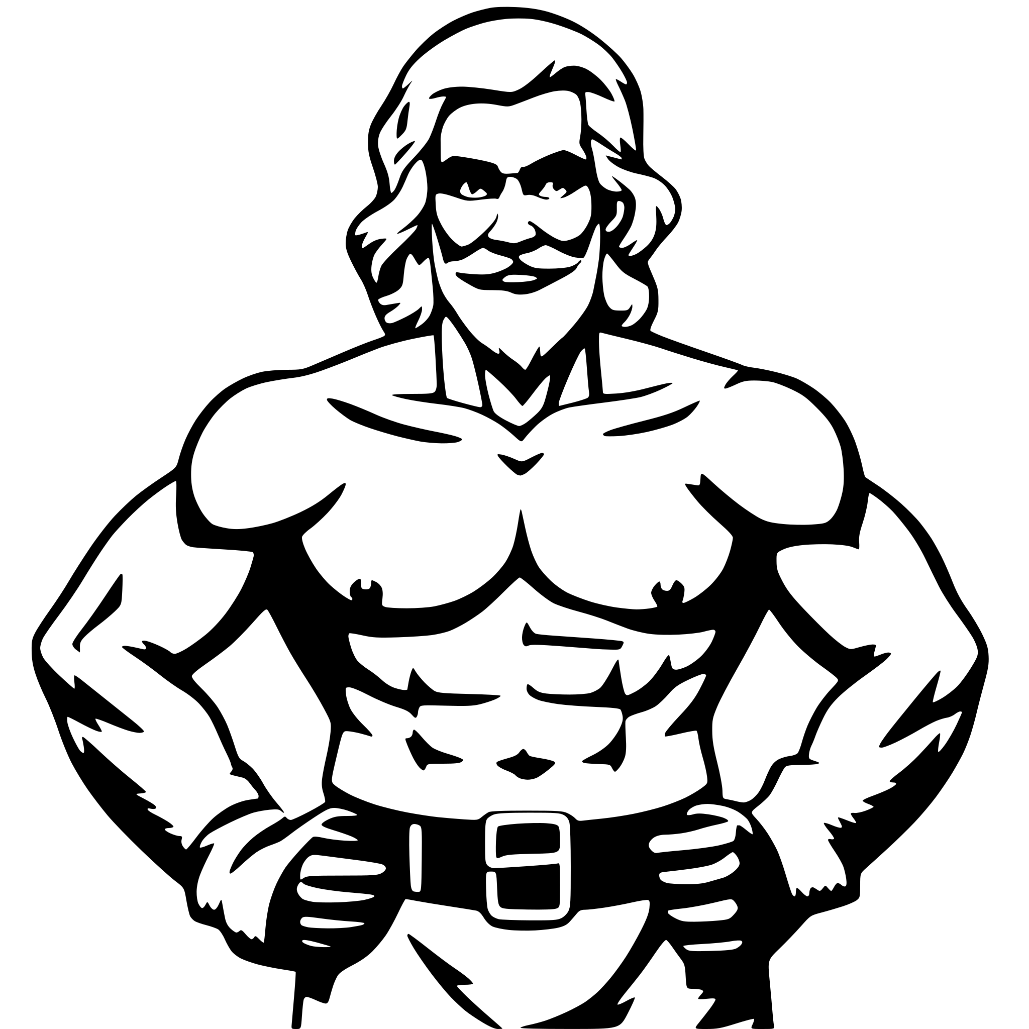 AI-generated SVG of a Sexy Santa Claus with a sexy belly and muscular upper body, strong arms.