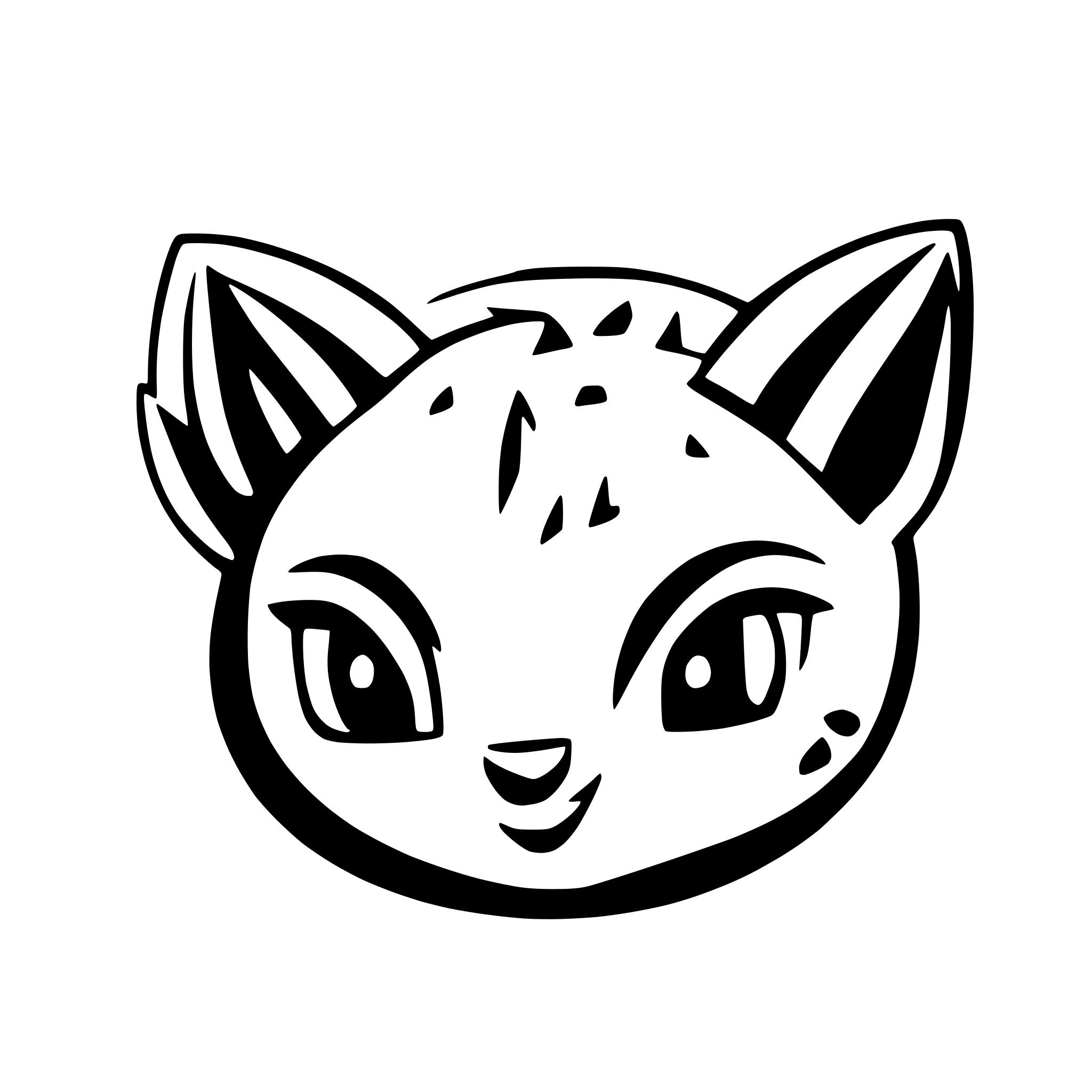 AI-generated SVG of a simplified baby lynx face cute with big black eye and cartoon style